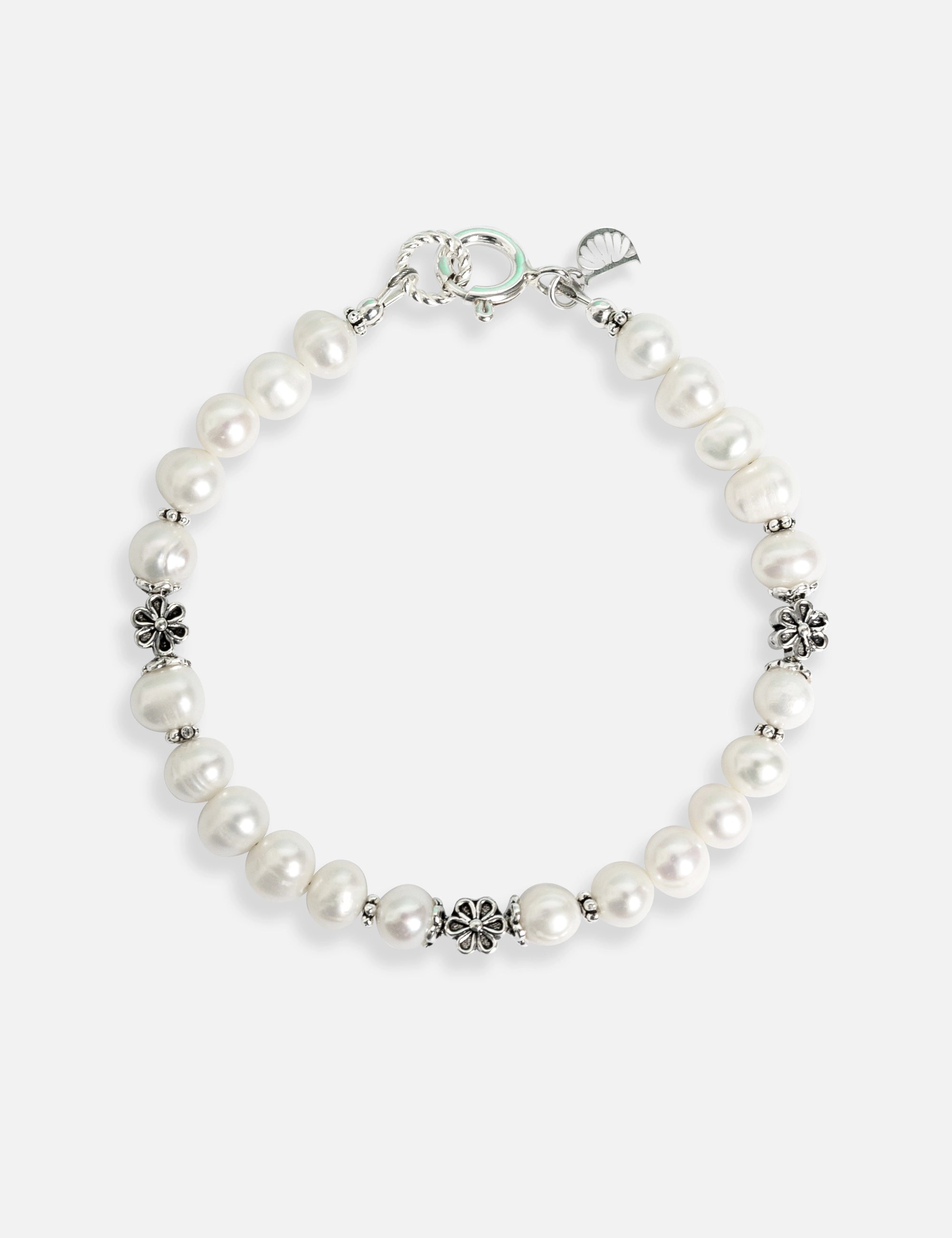 Bracelet perles de culture fleurs