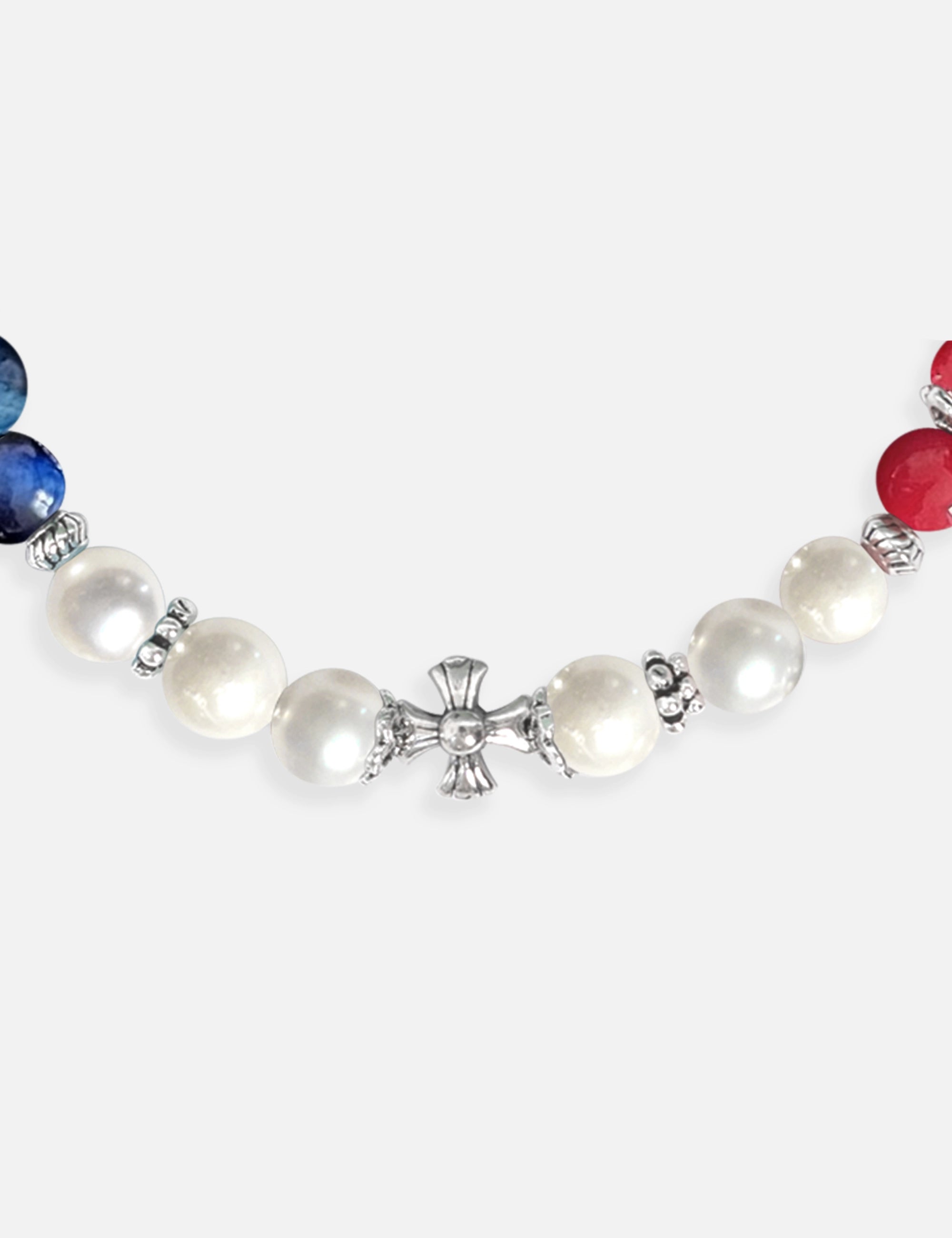 Bracelet perles culture bleu blanc rouge