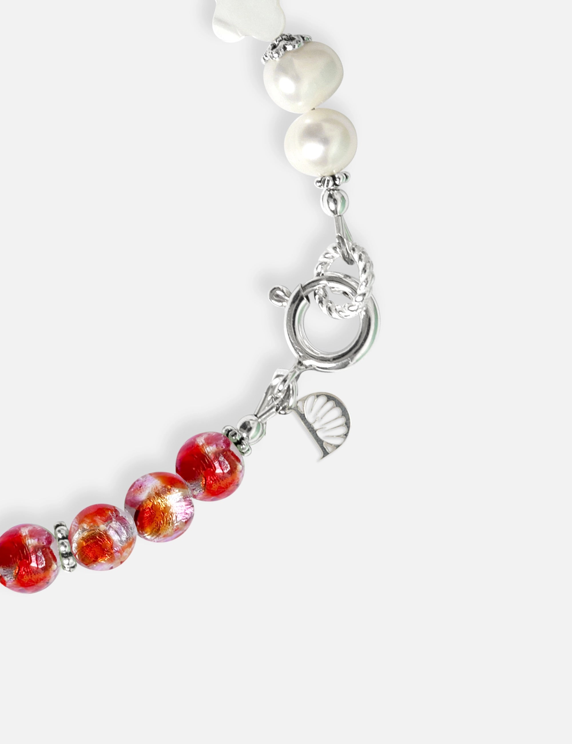 Bracelet perles de culture rouge phosphorescent