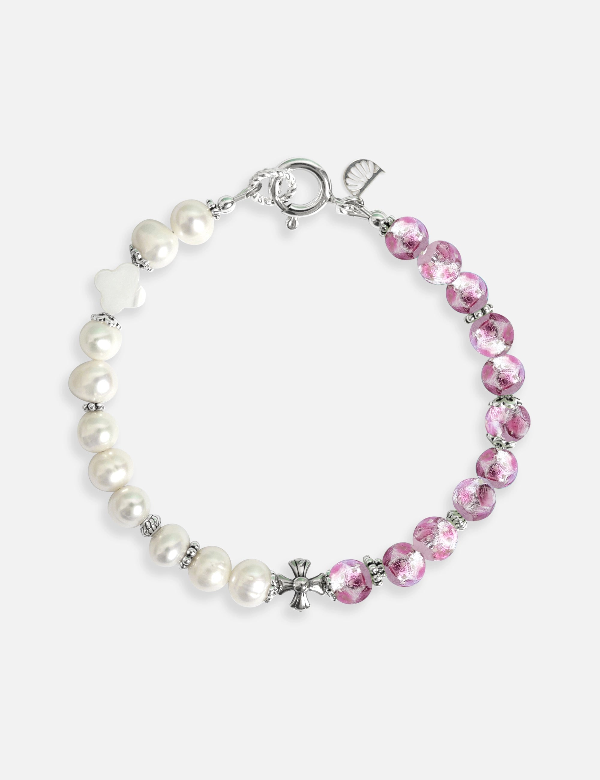 Bracelet perles de culture rose phosphorescent