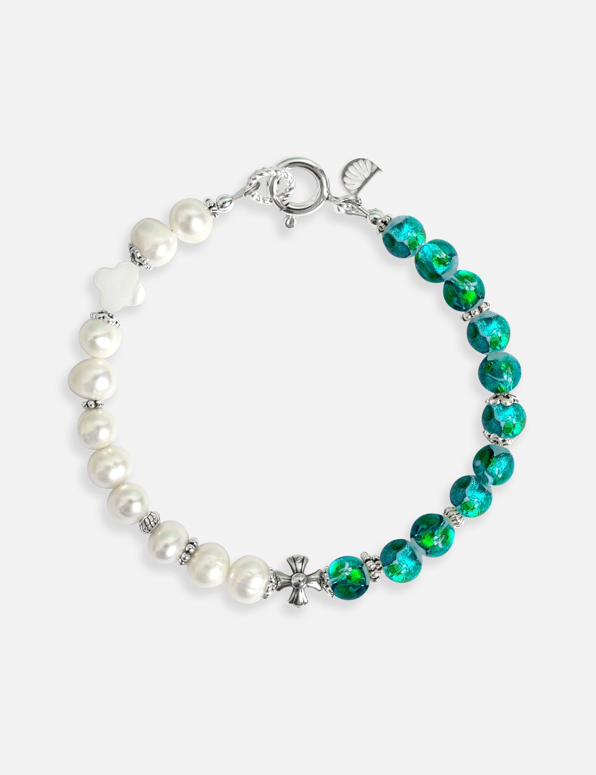 Bracelet perles de culture bleu phosphorescent