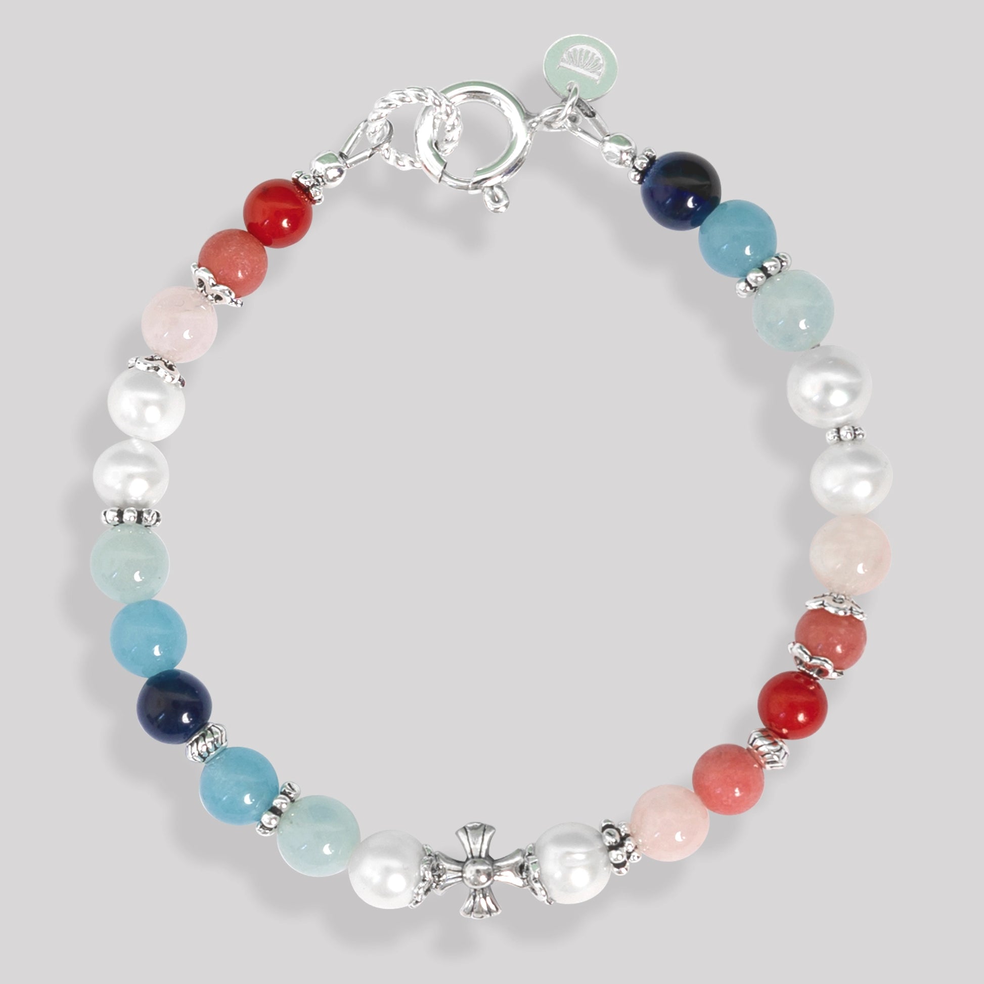 Collier de perles pour homme et femme de luxe, perles naturelles de culture, et argent 925. Édition limitée bleu blanc rouge, tendance et luxueux.