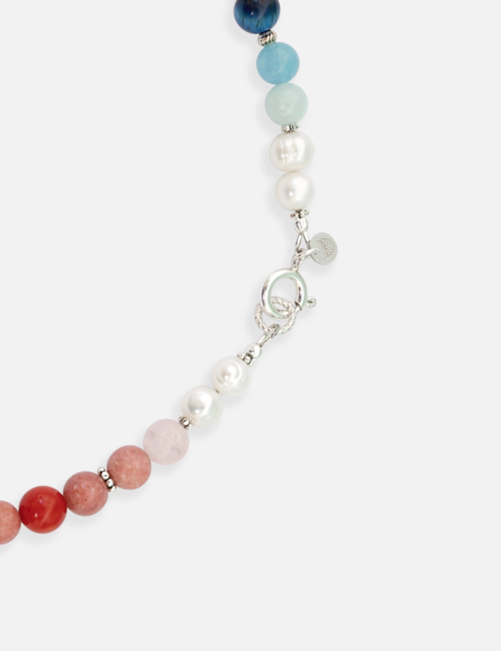 Collier perles de culture bleu blanc rouge