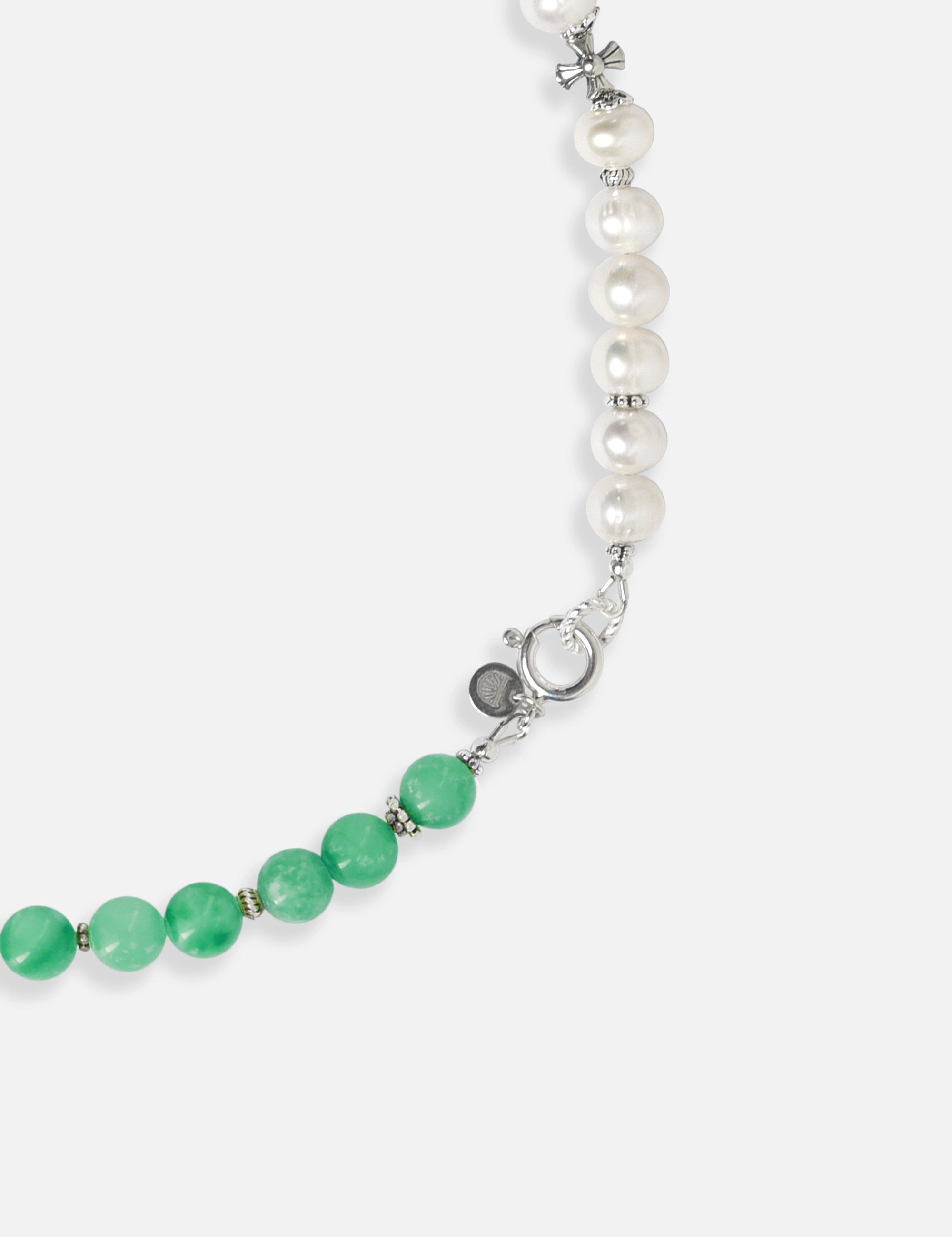 Collier perles de culture pierre verte