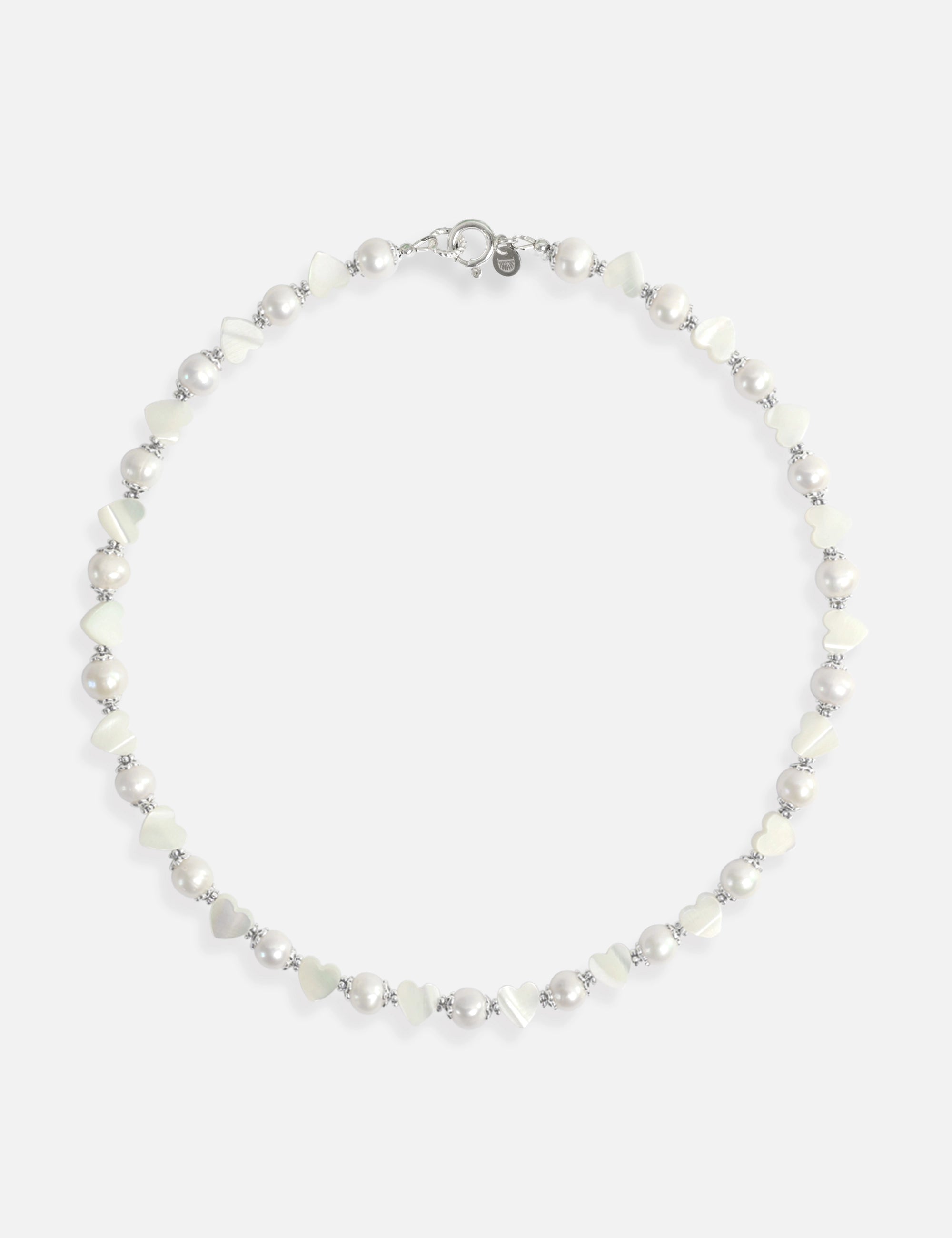 Collier perles de culture blanches cœurs