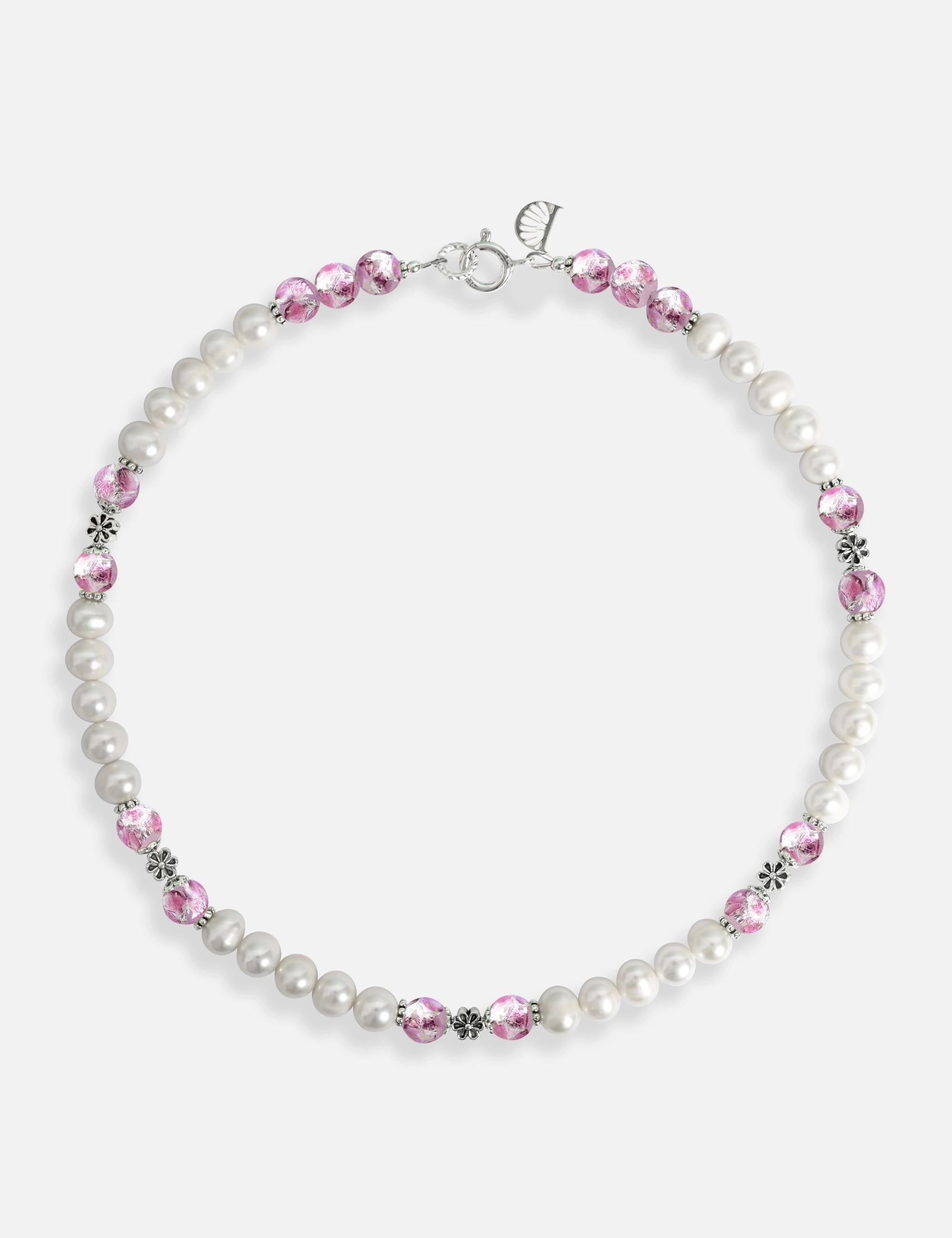 Collier perles culture rose phosphorescent