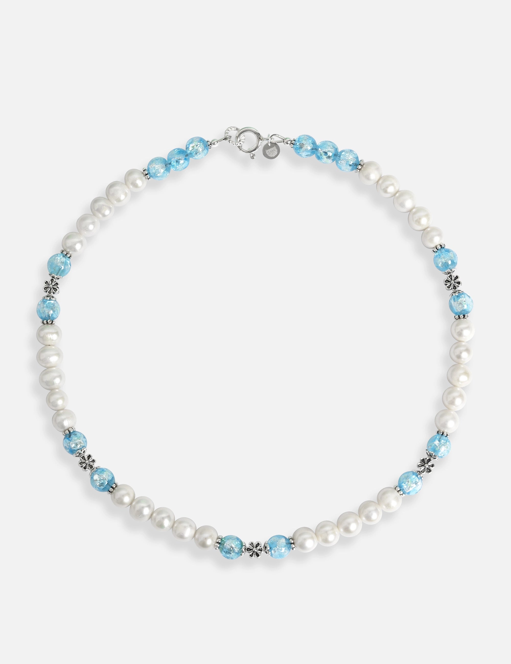 Collier perles bleues Okinawa phosphorescentes