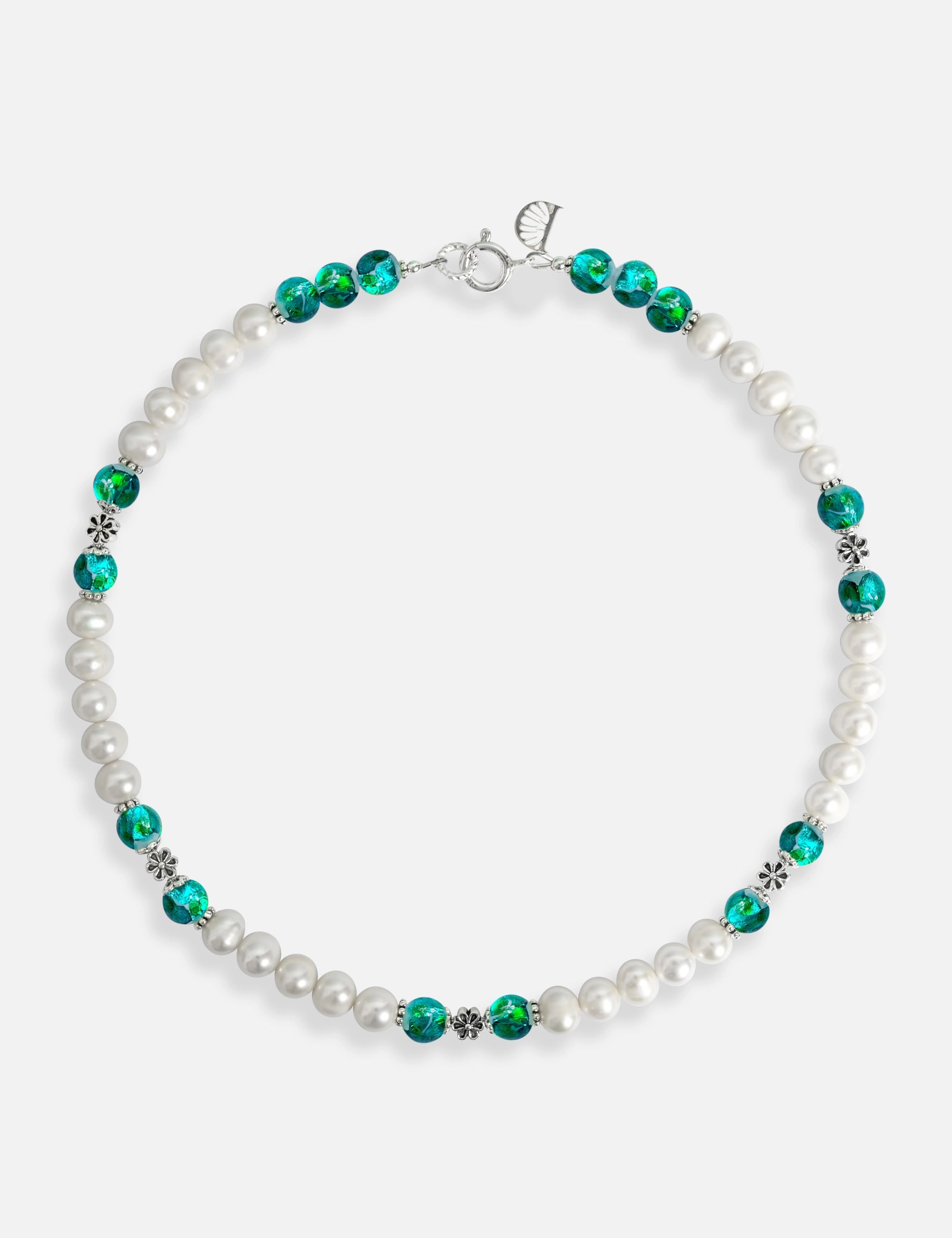 Collier perles culture bleu phosphorescent