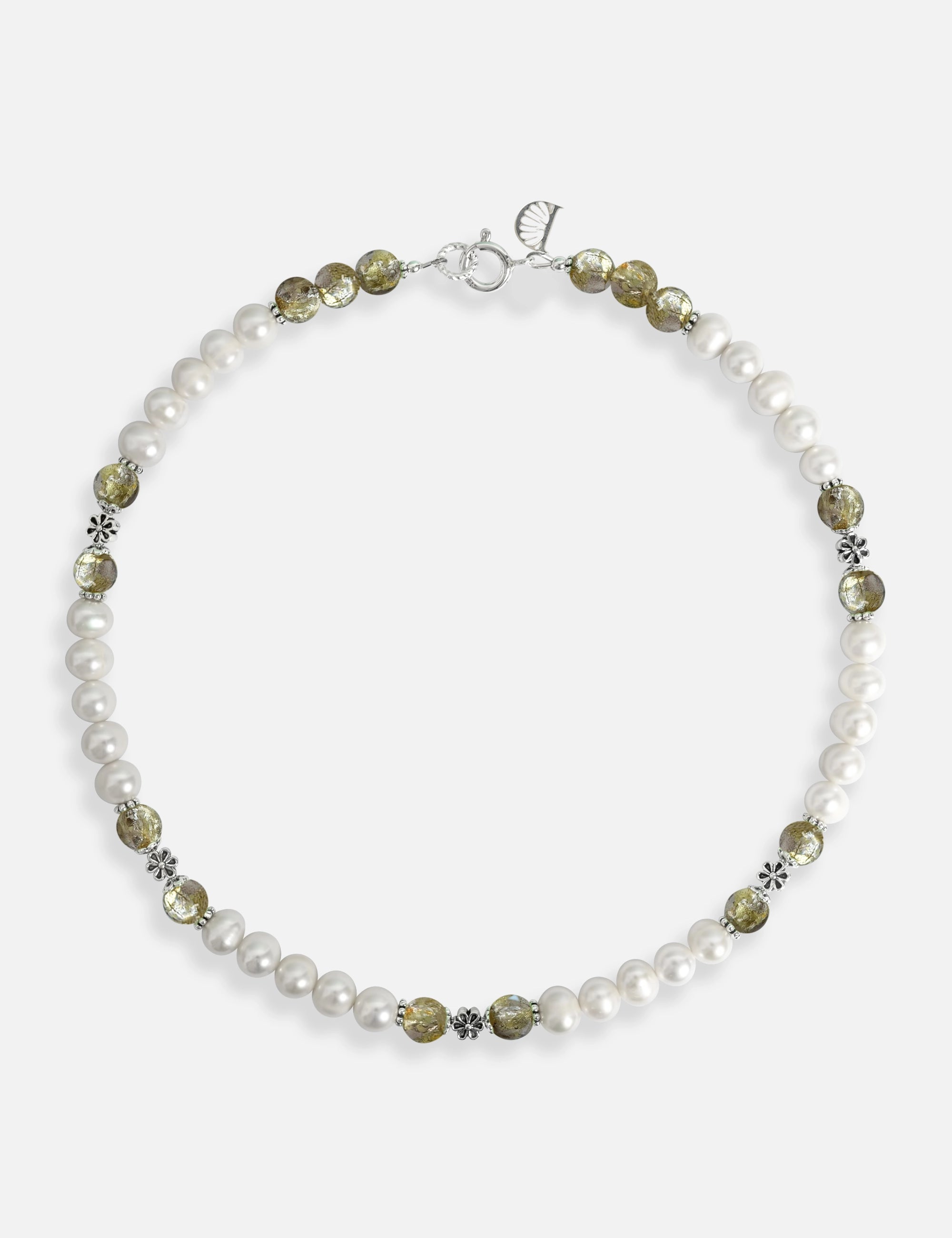 Collier perles culture kaki phosphorescent