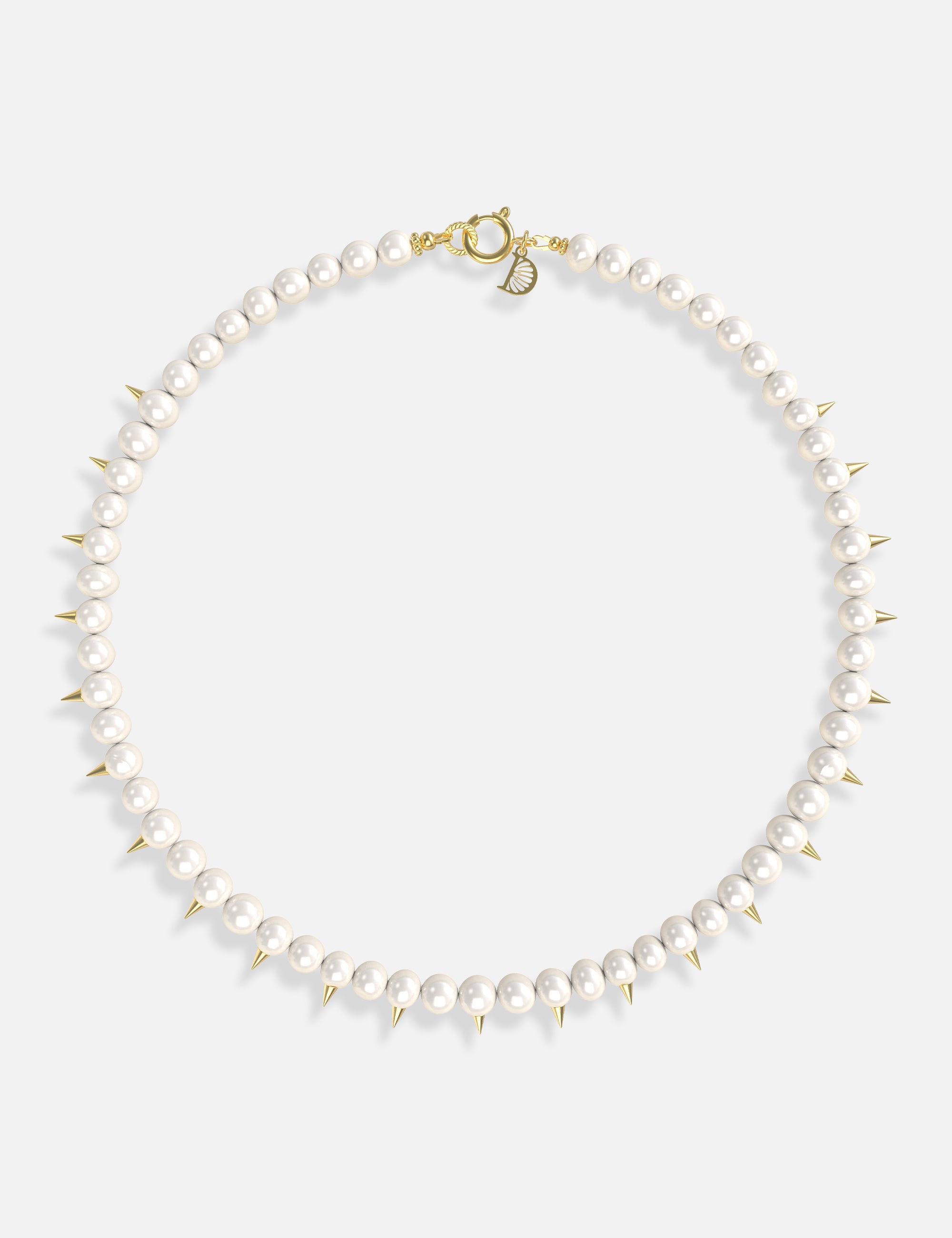 collier perles de culture pics doré