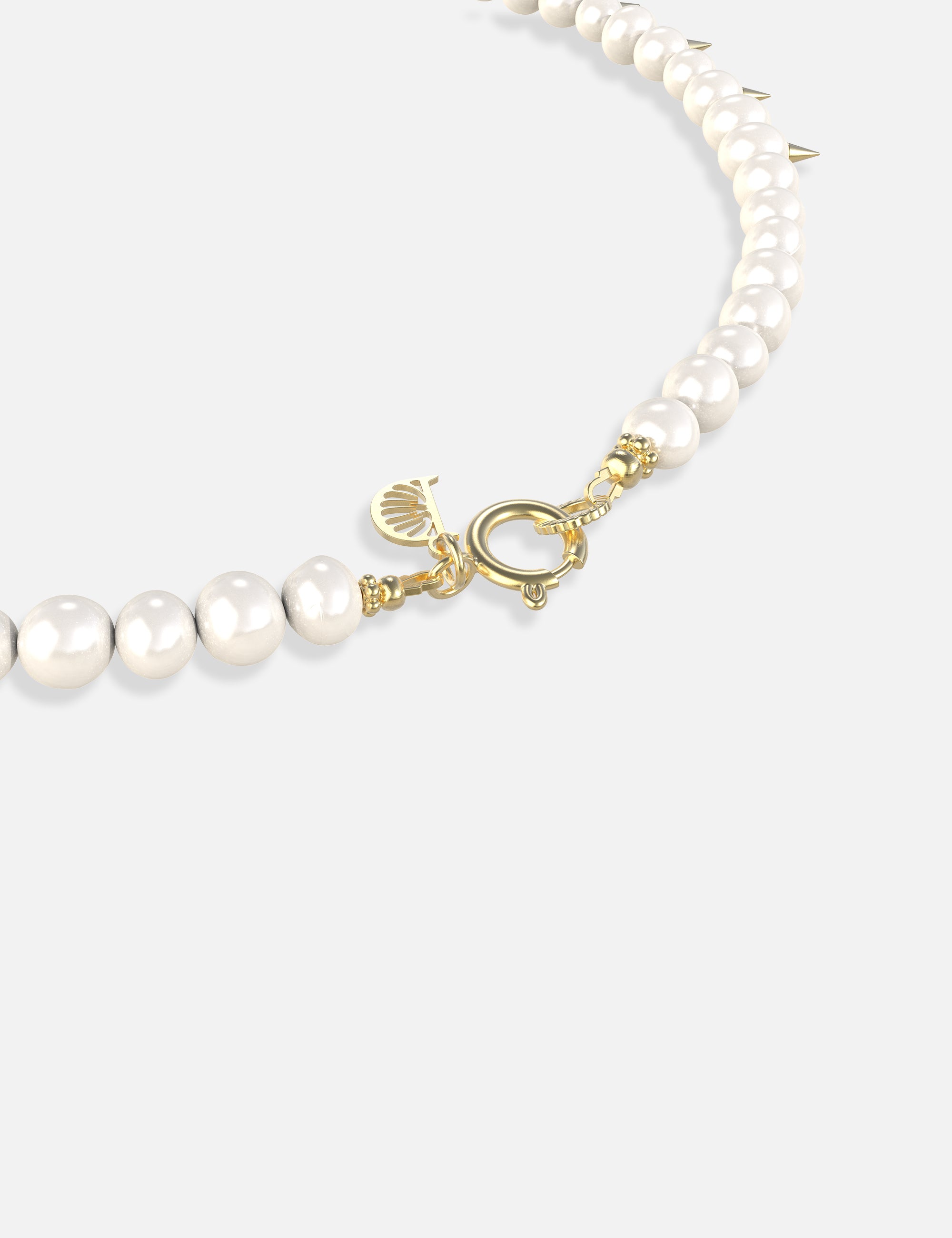 collier perles de culture pics doré