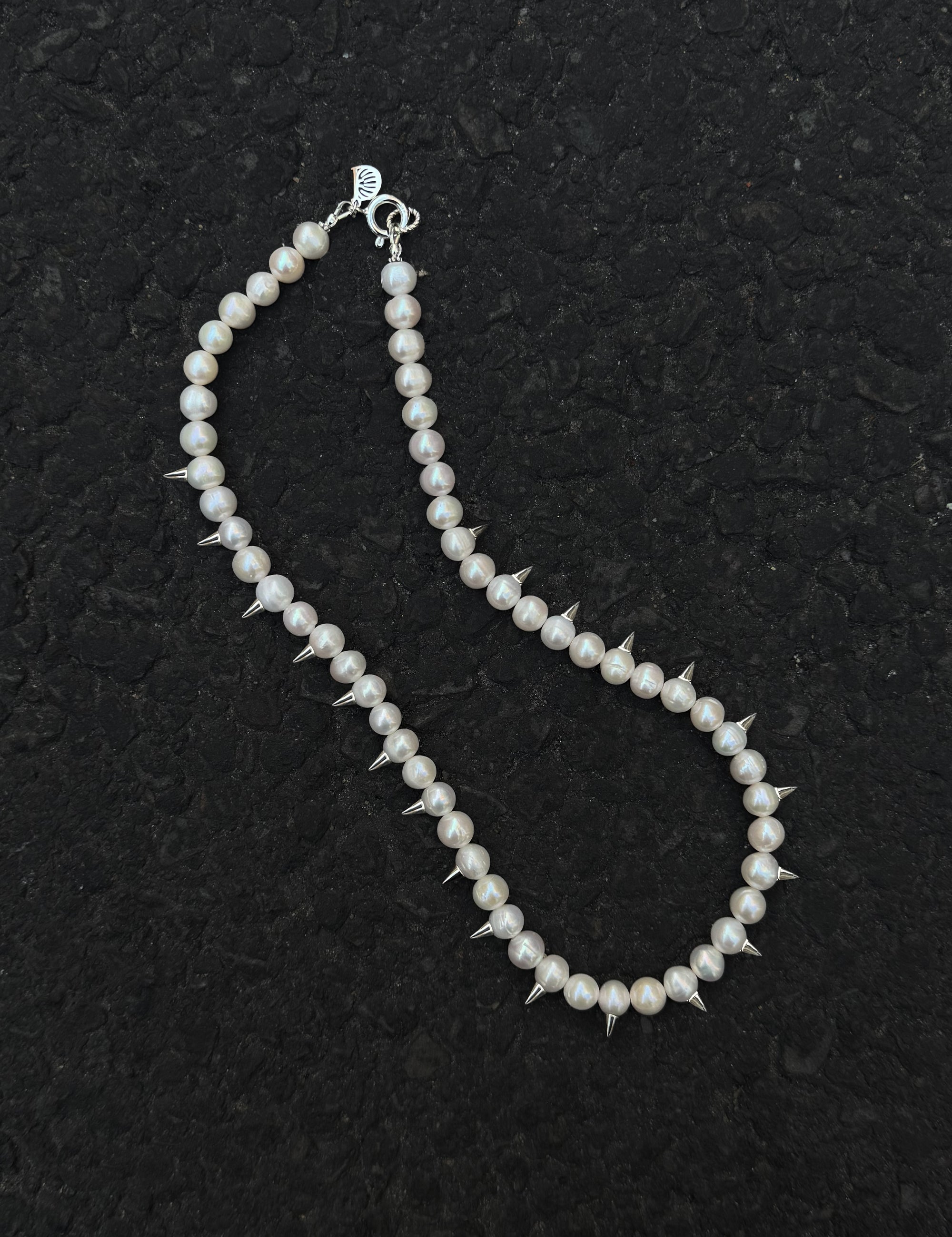 Collier perles de culture pics argent