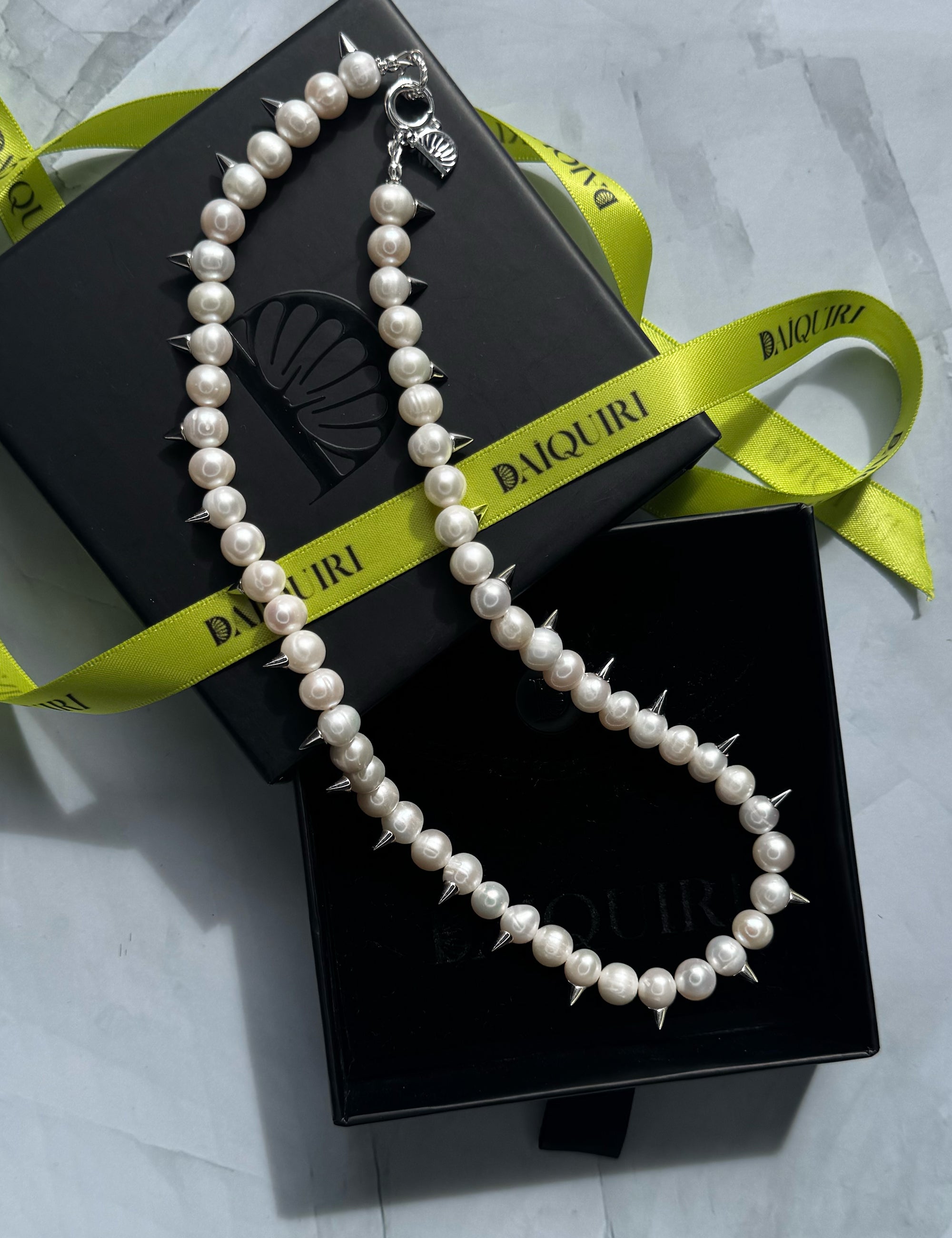 Collier perles de culture pics argent
