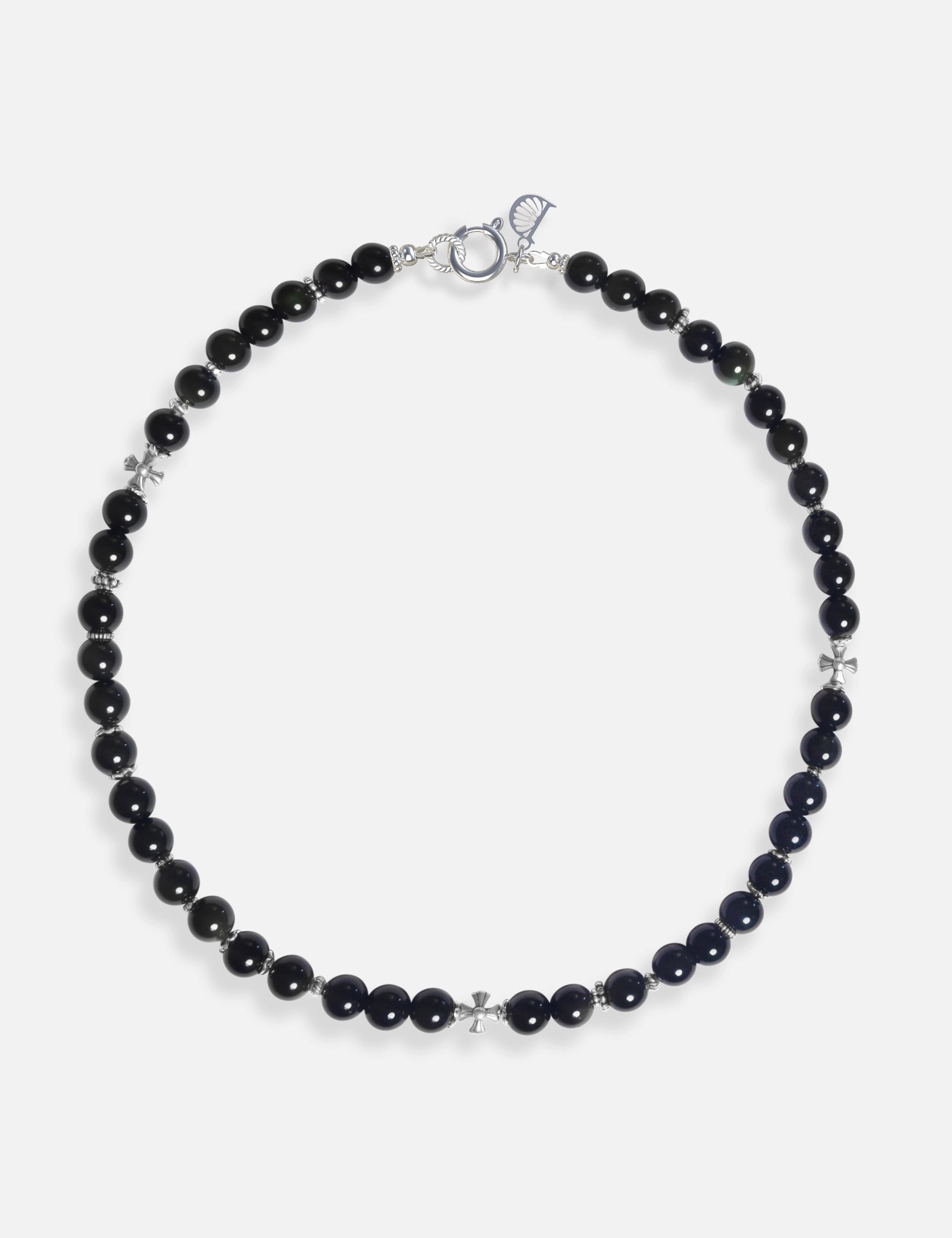 Collier perles noires obsidienne