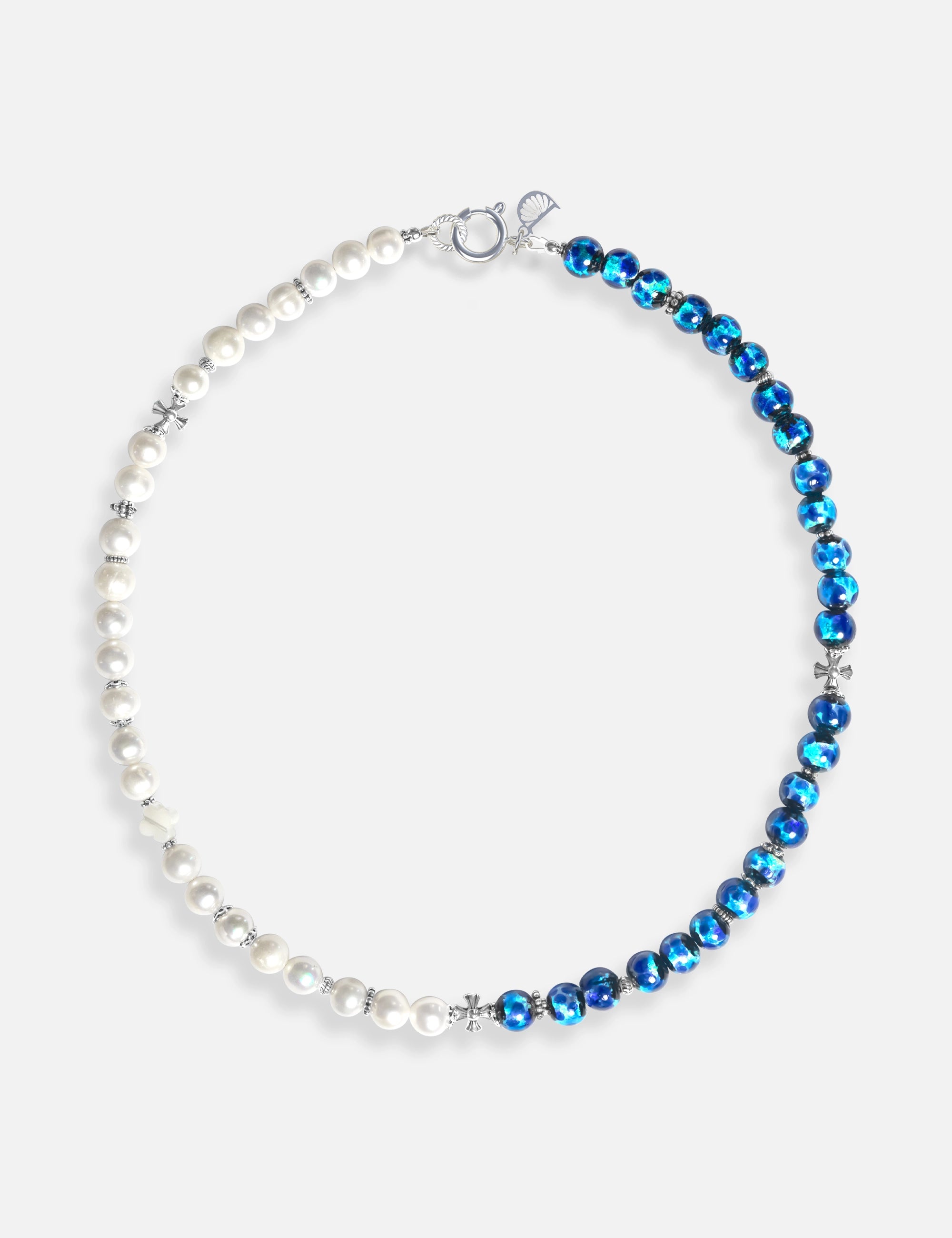 Collier perles de culture phosphorescent bleu