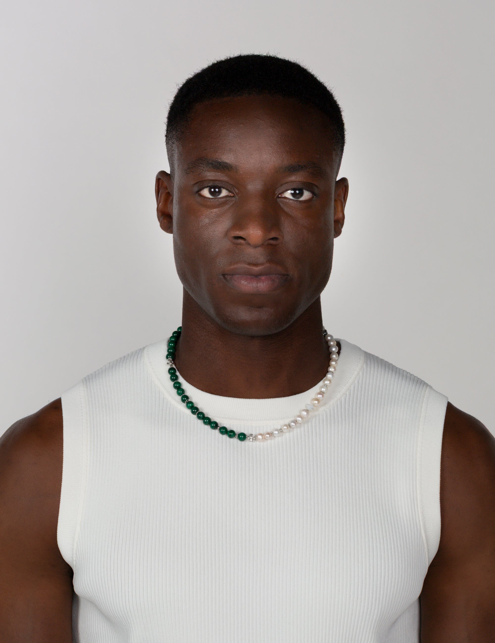 Collier perles de culture malachite verte