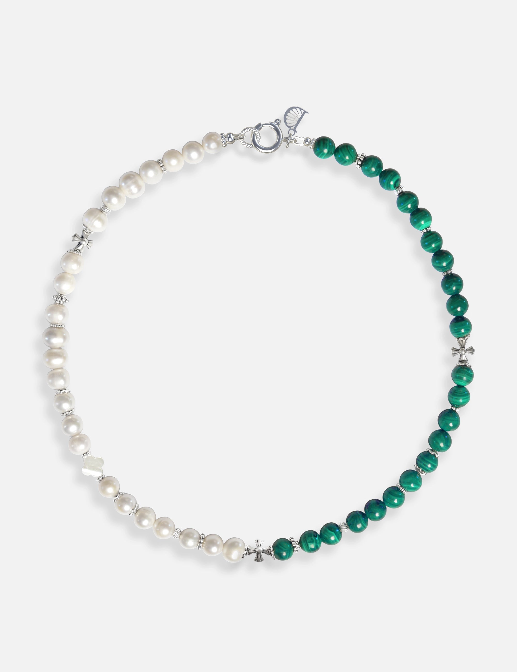 Collier perles de culture vert malachite
