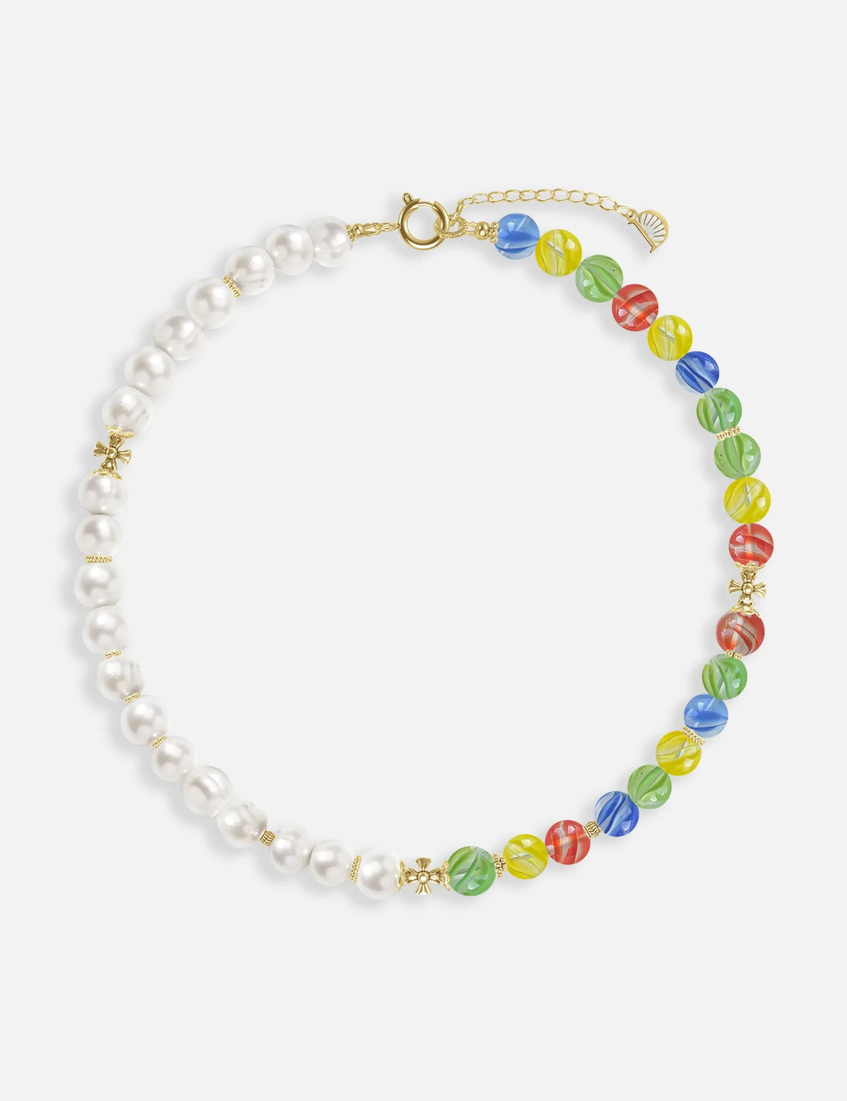 MALCOLM GOLD necklace, freshwater pearls and cat's eye marbles, KIDZ collection