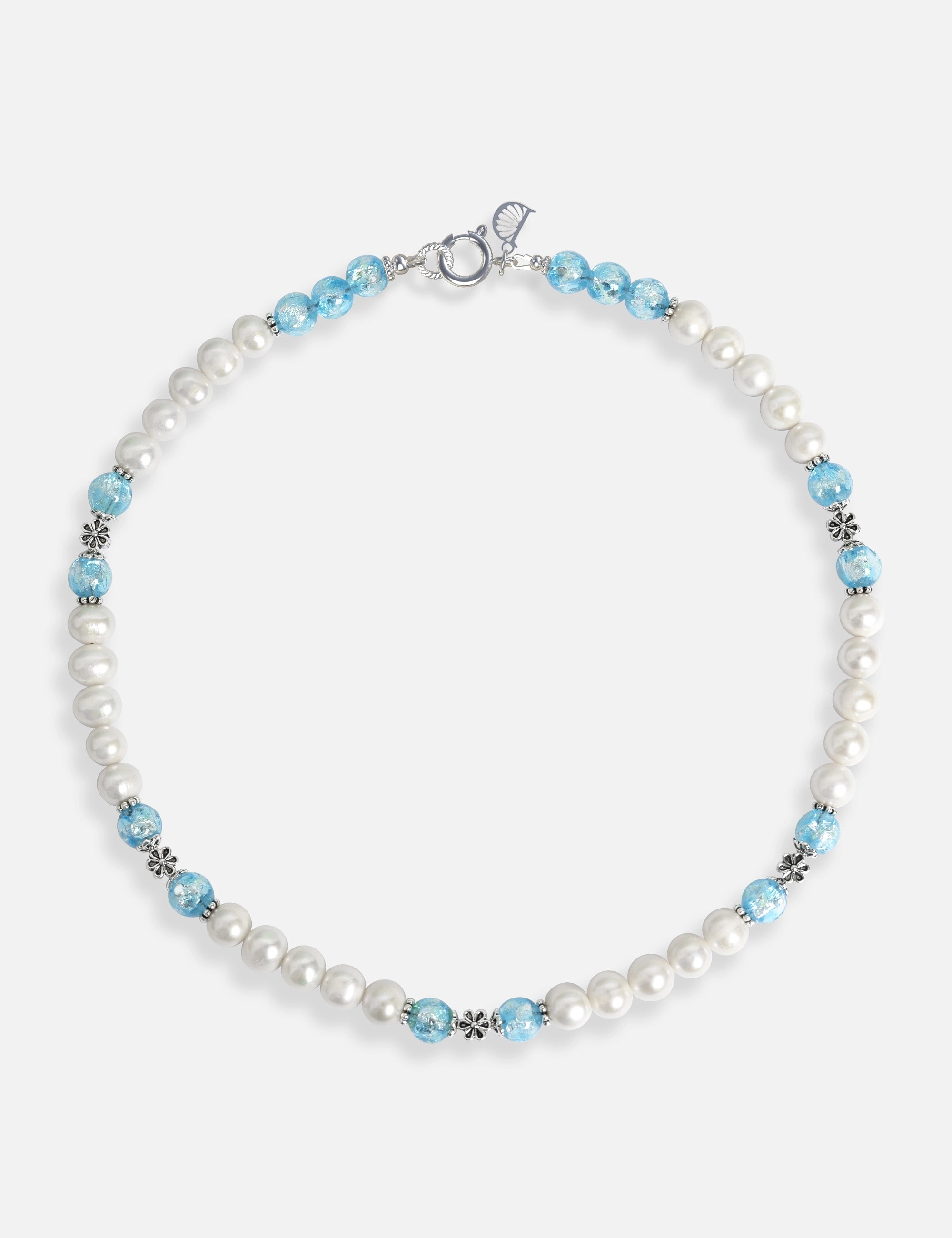 Collier perles de culture phosphorescent bleu