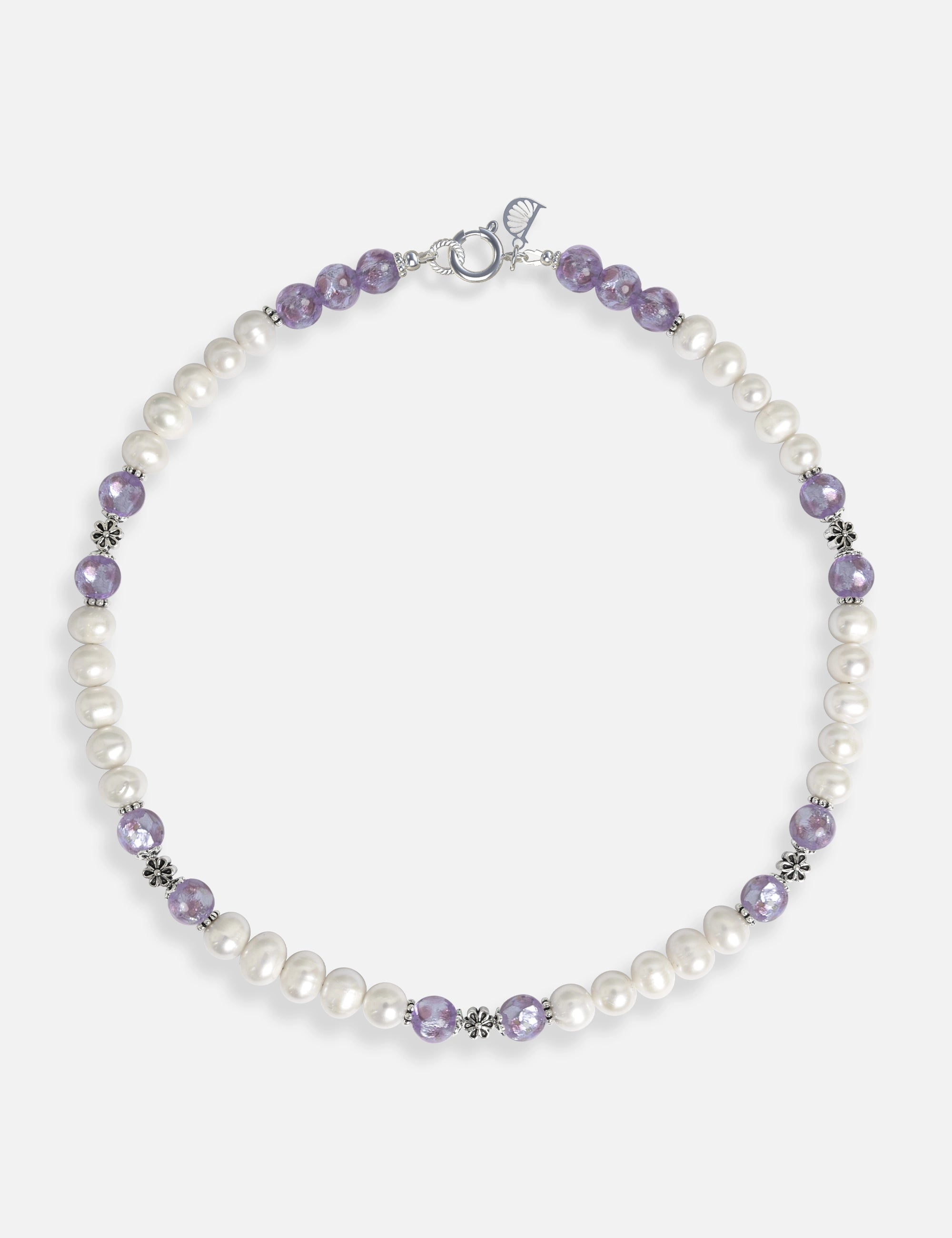 Collier perles de culture phosphorescent violet
