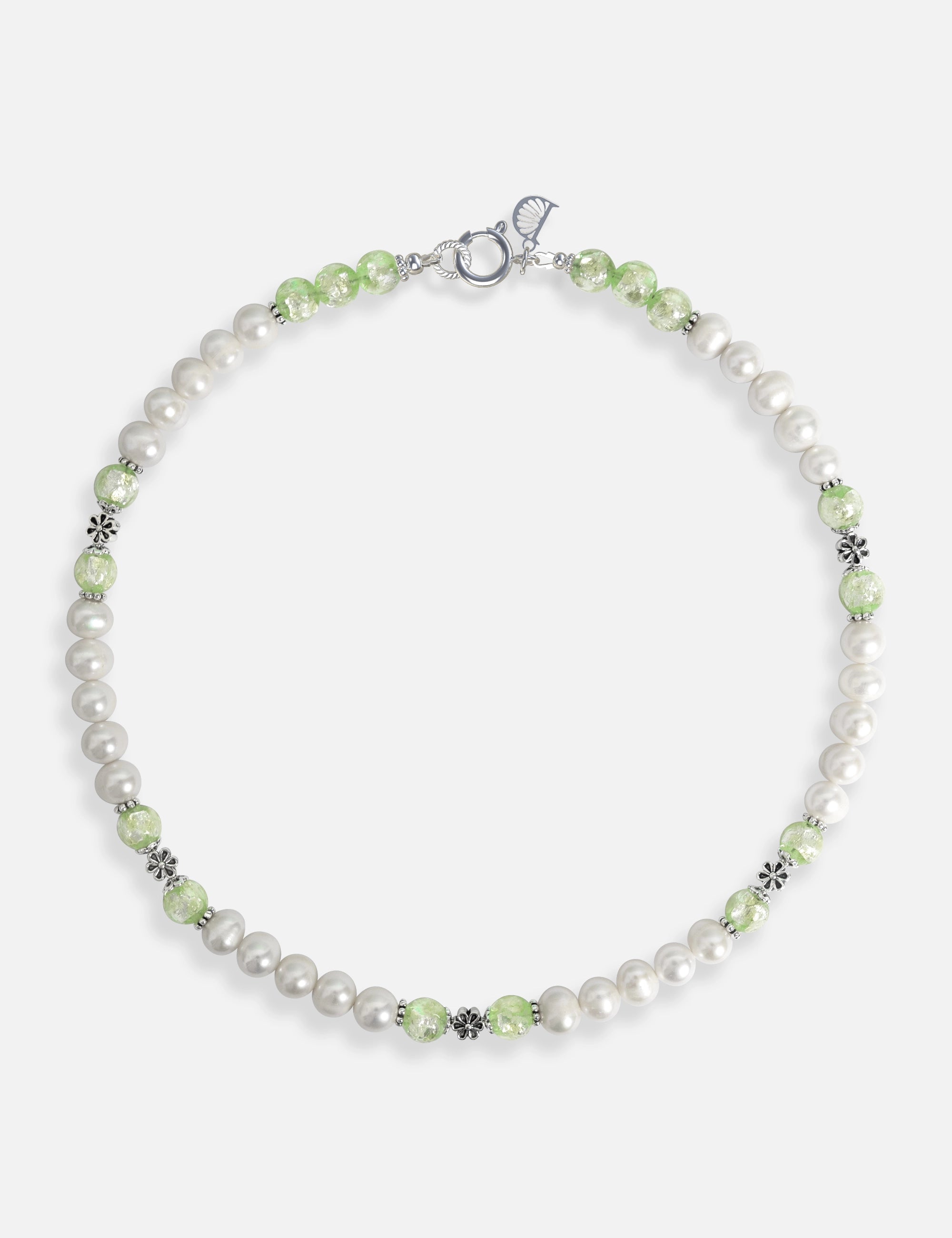 Collier perles de culture phosphorescent vert
