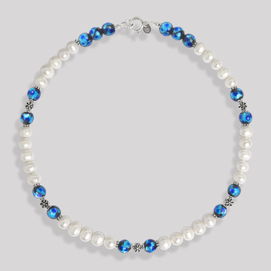 Collier de perles phosphorescent pour homme et femme de luxe, perles naturelles de culture, perles d'eau douce, pierres fines et argent 925. Tendance et luxueux et brille dans le noir avec perles Hotaru d'Okinawa..