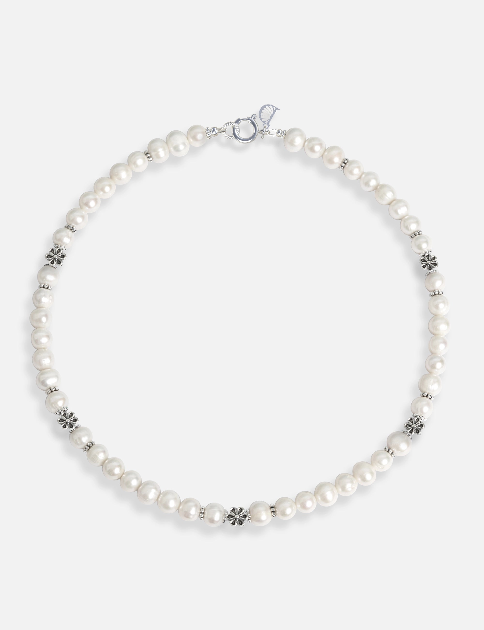 Collier perles de culture fleurs