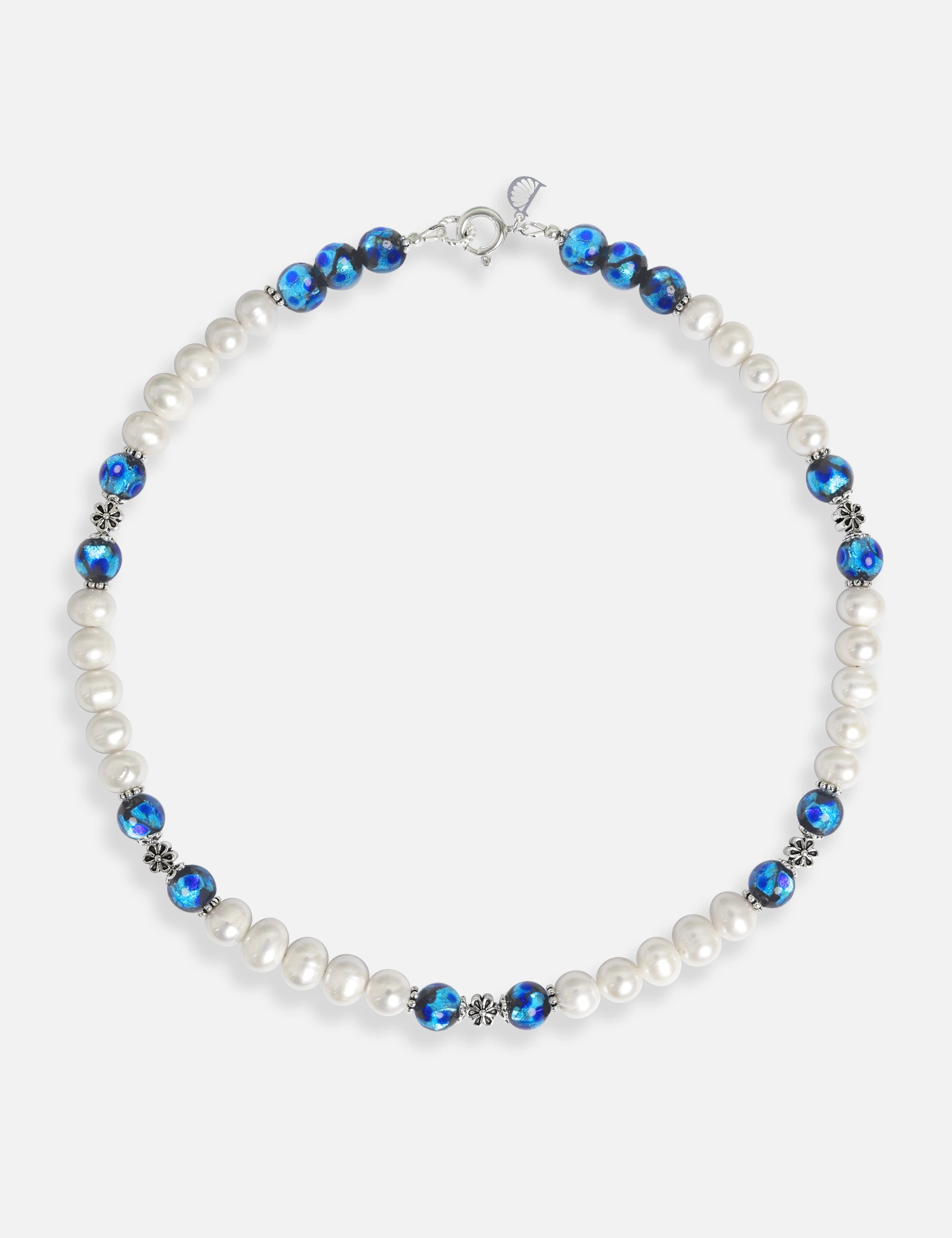 Collier perles de culture phosphorescent bleu