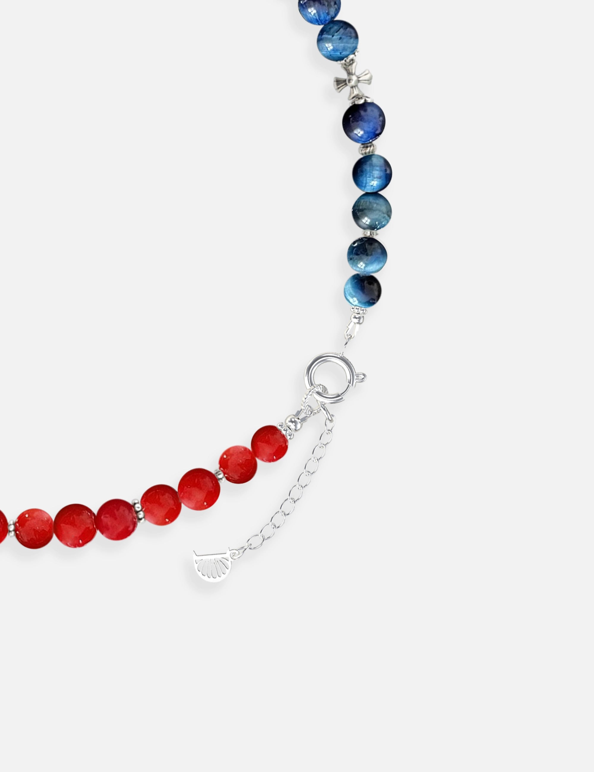 Collier perles culture bleu blanc rouge