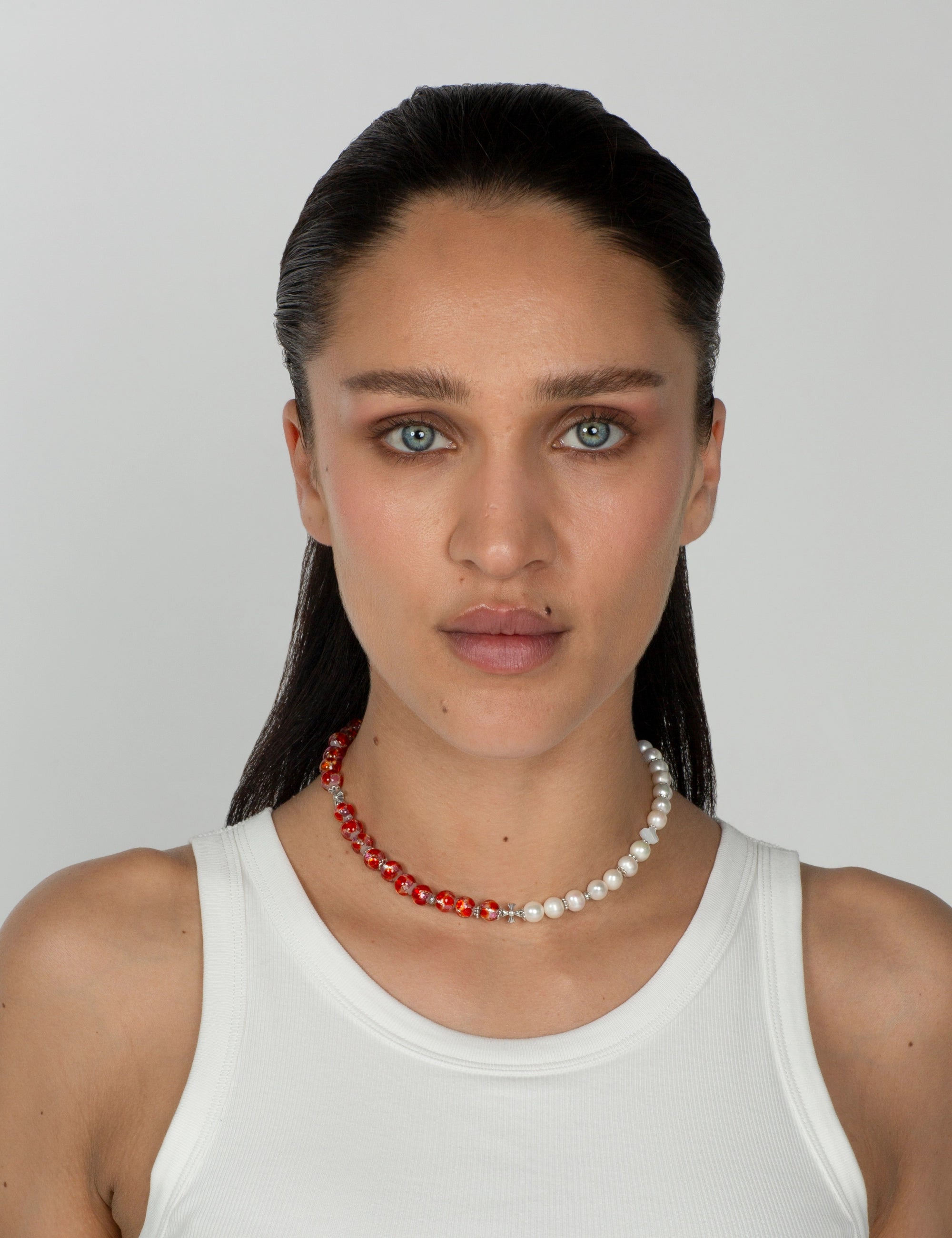 Collier perles de culture corail phosphorescent