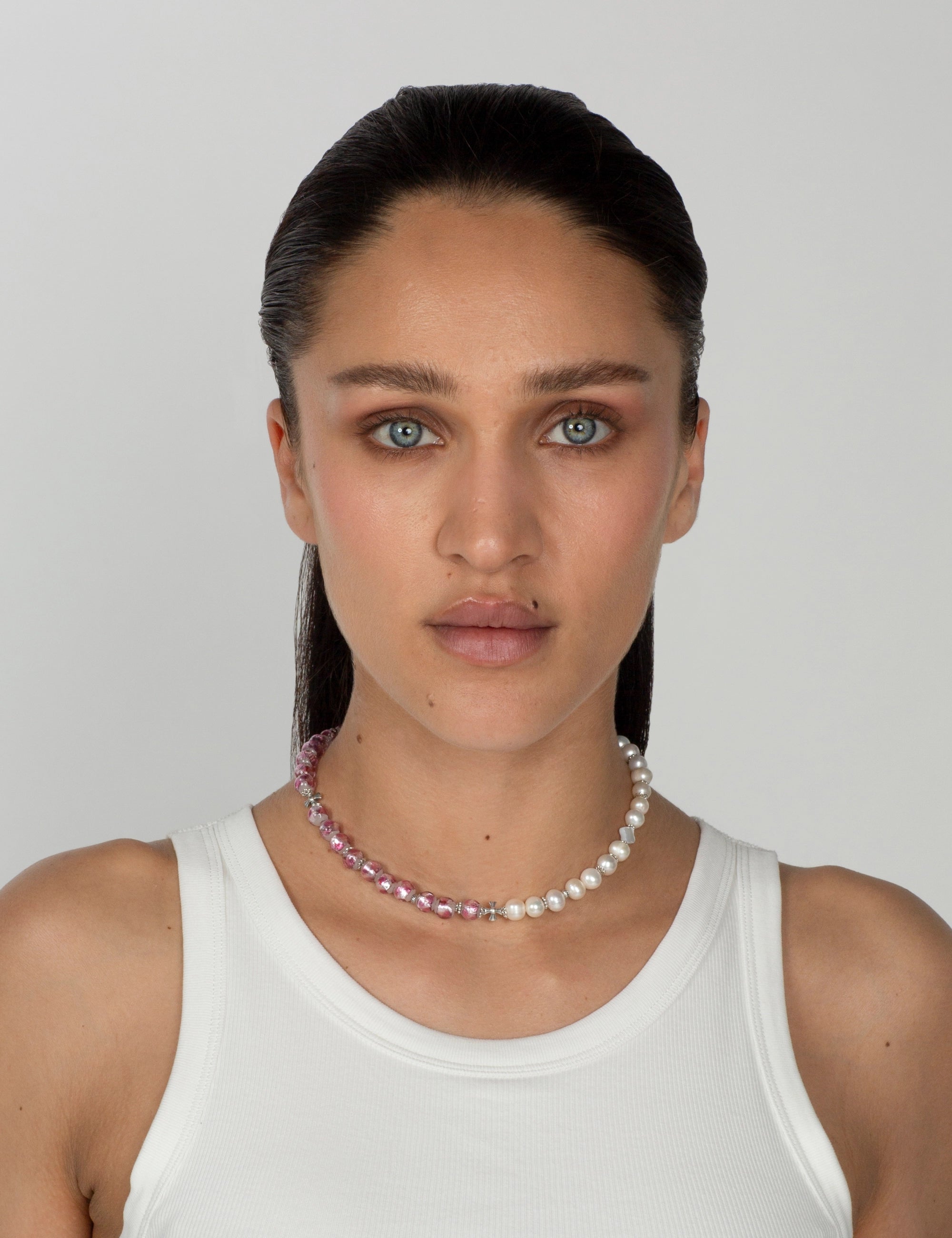 Collier perles de culture rose phosphorescent