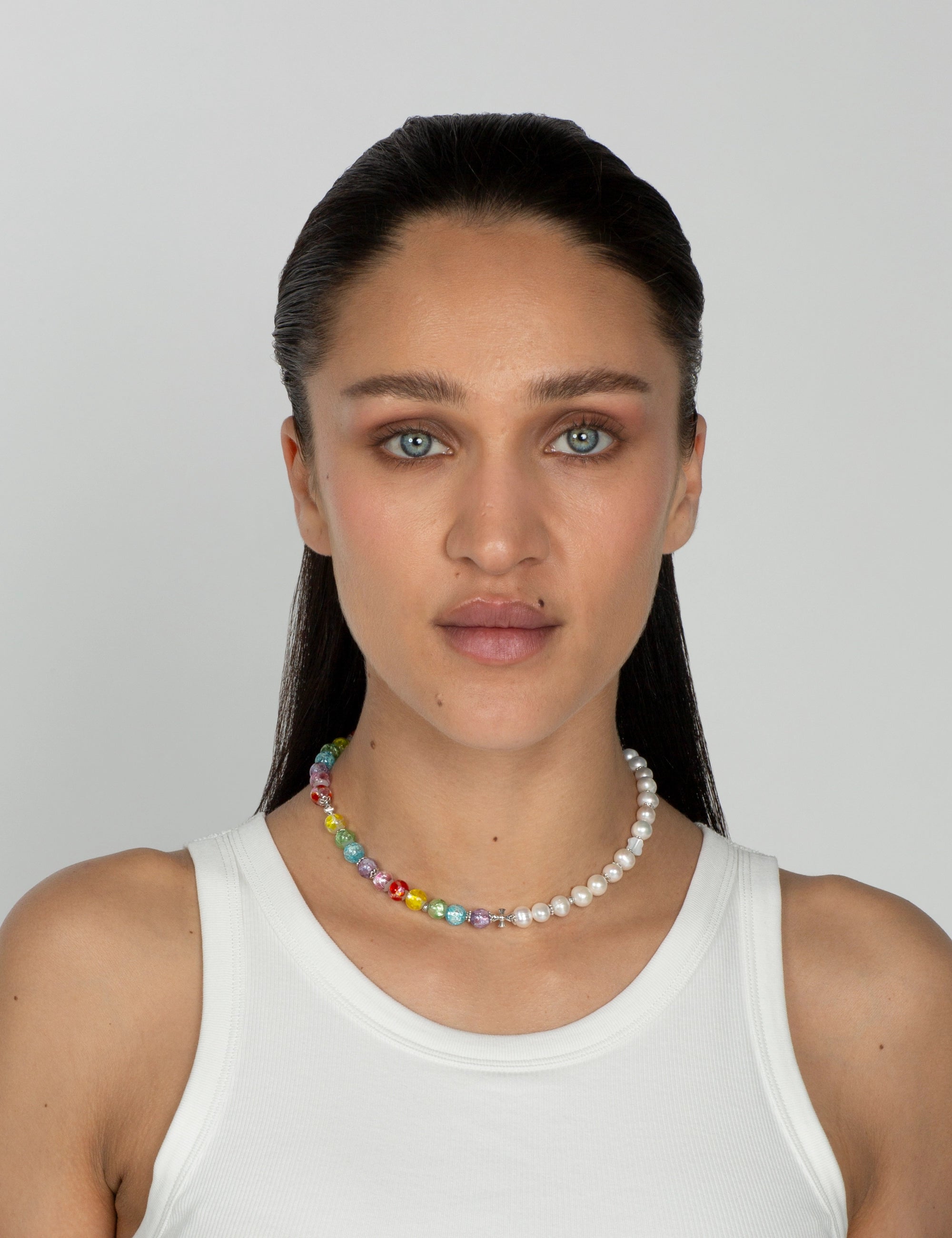 Collier perles culture multicolore phosphorescent