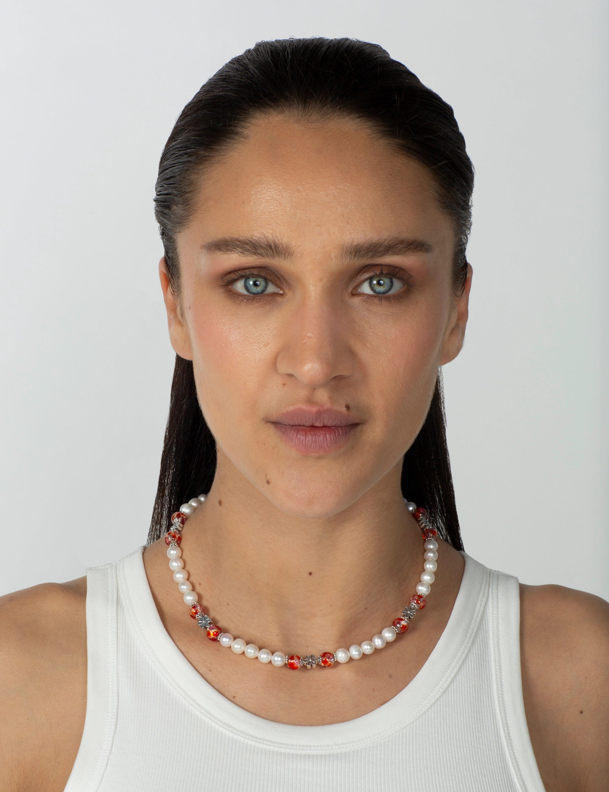 Collier perles culture corail phosphorescent