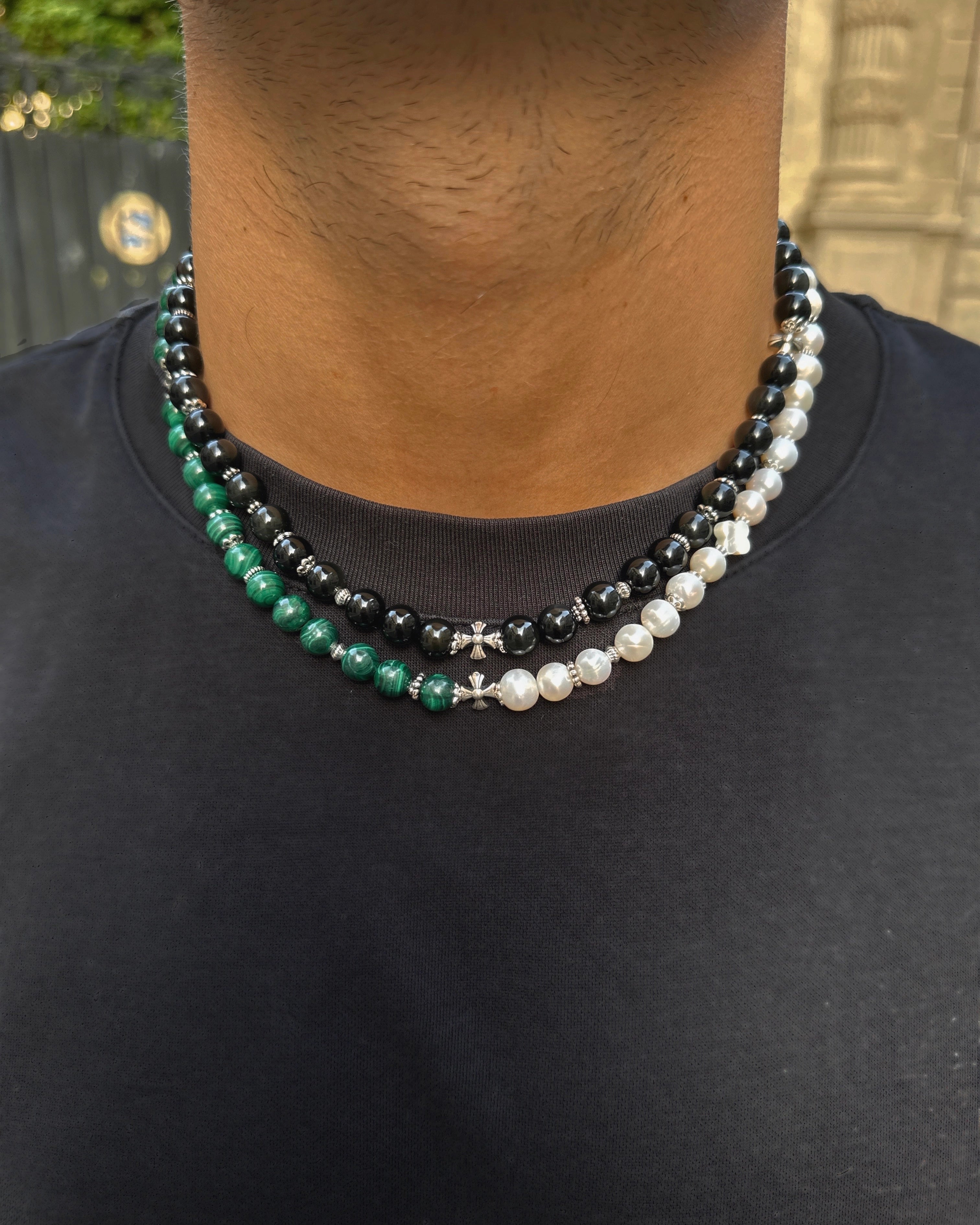 collier perles vertes malachite