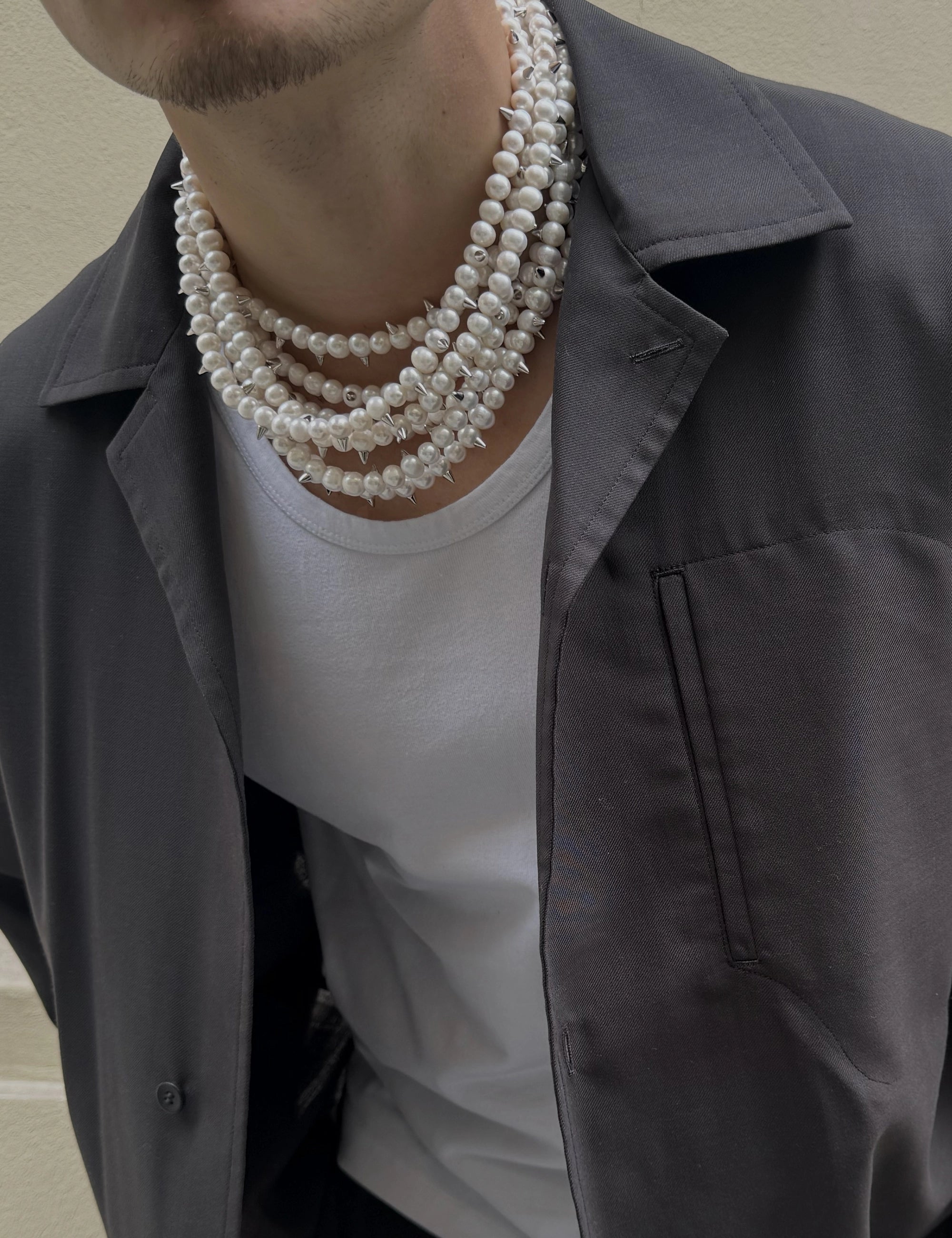 collier piques argent