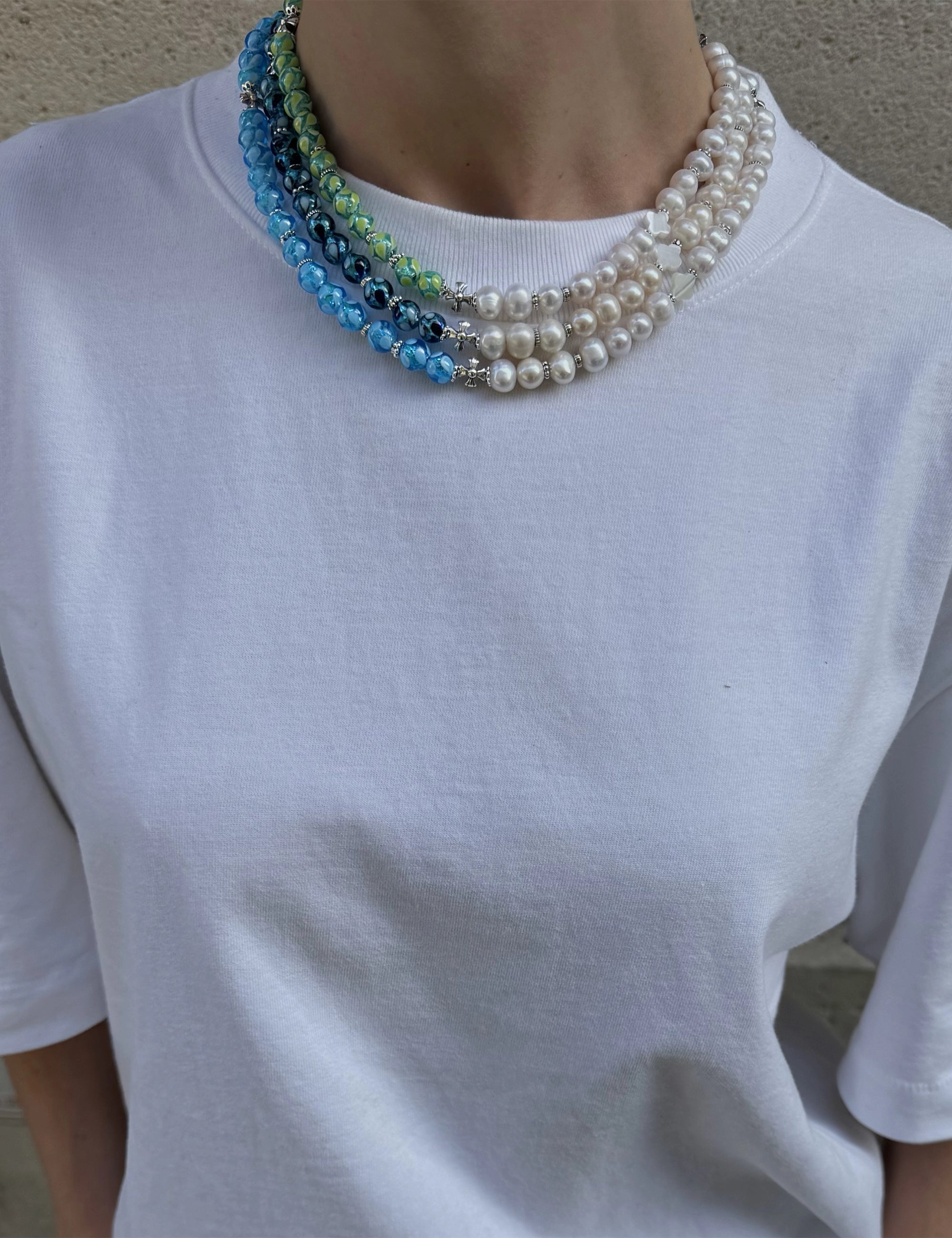 collier perles culture phosphorescent vert