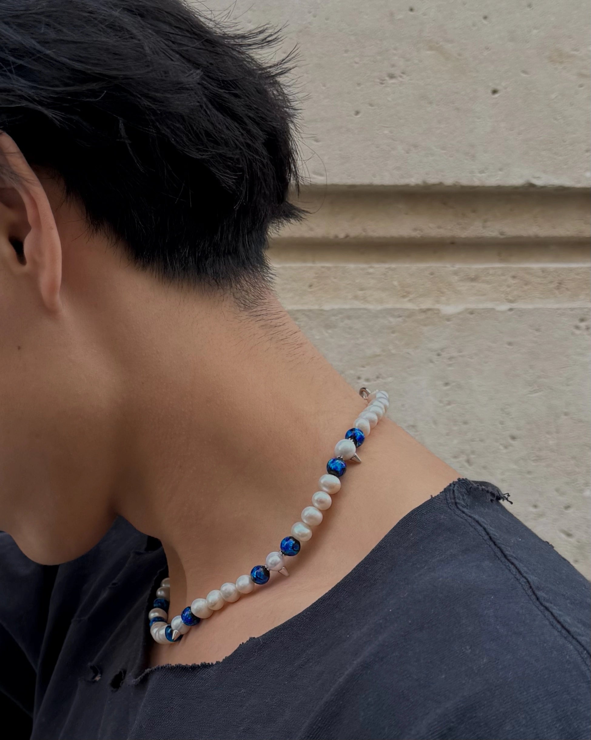 collier phosphorescent piques argent