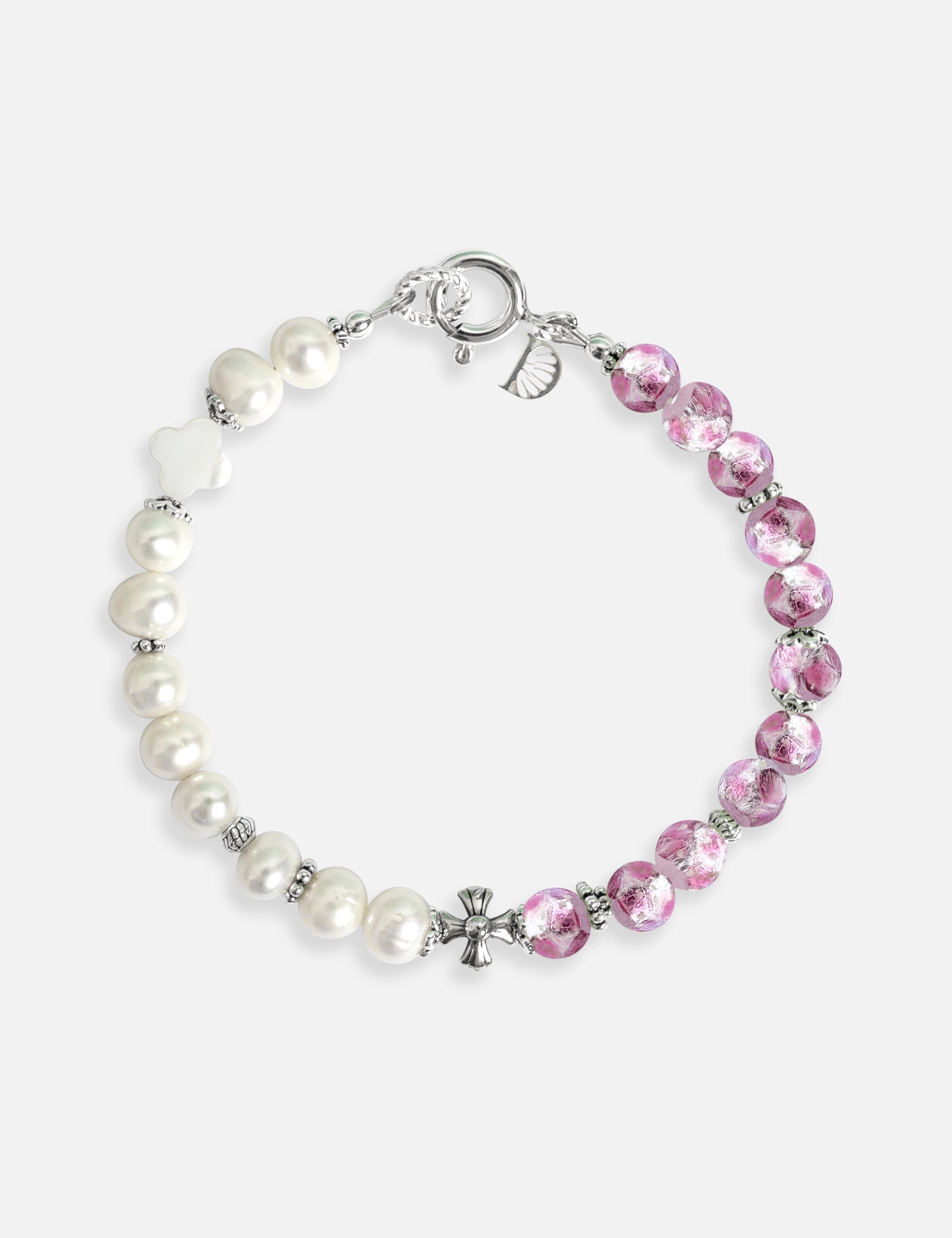 Bracelet perles de culture rose phosphorescent