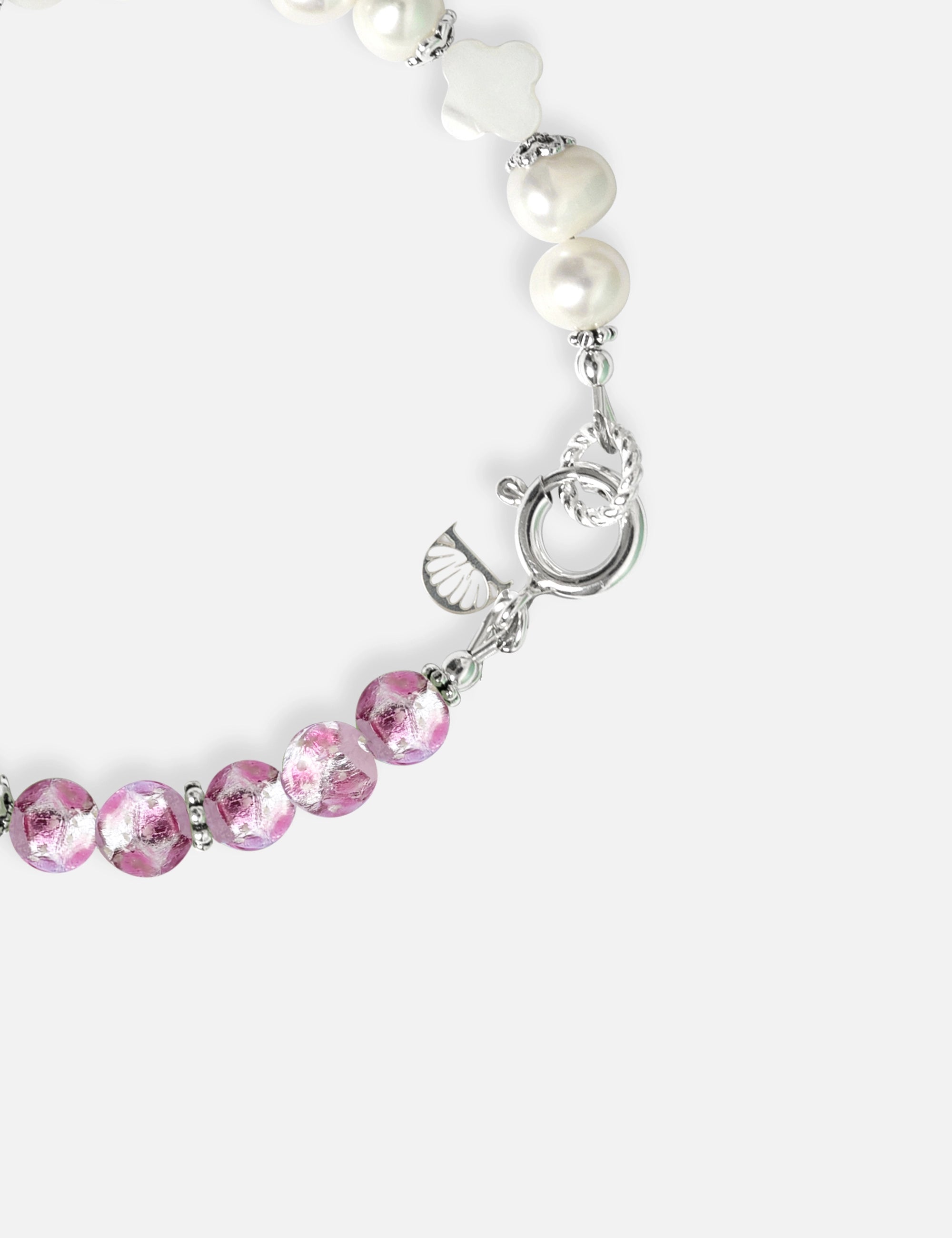 Bracelet perles de culture rose phosphorescent