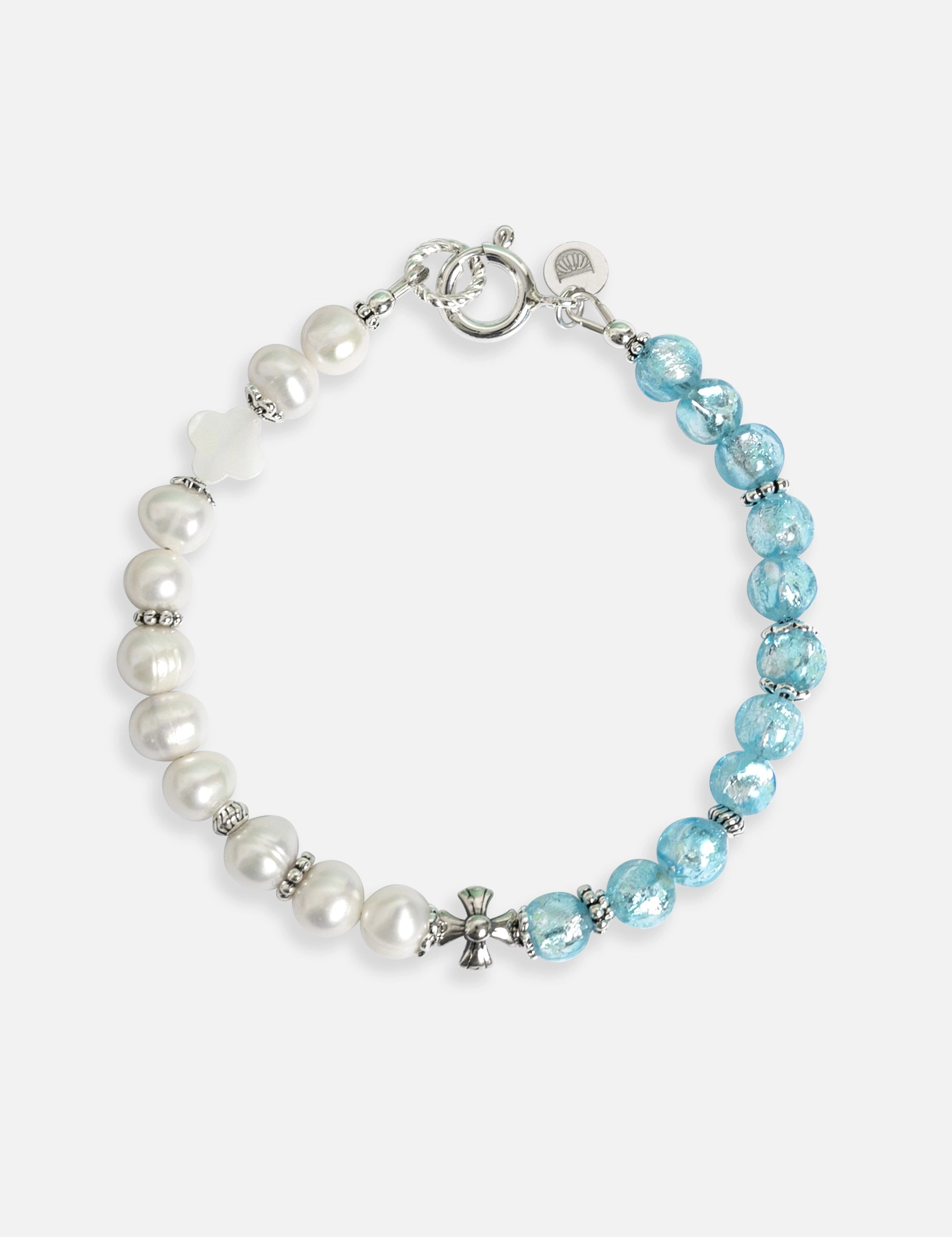 Bracelet perles bleues phosphorescentes Okinawa