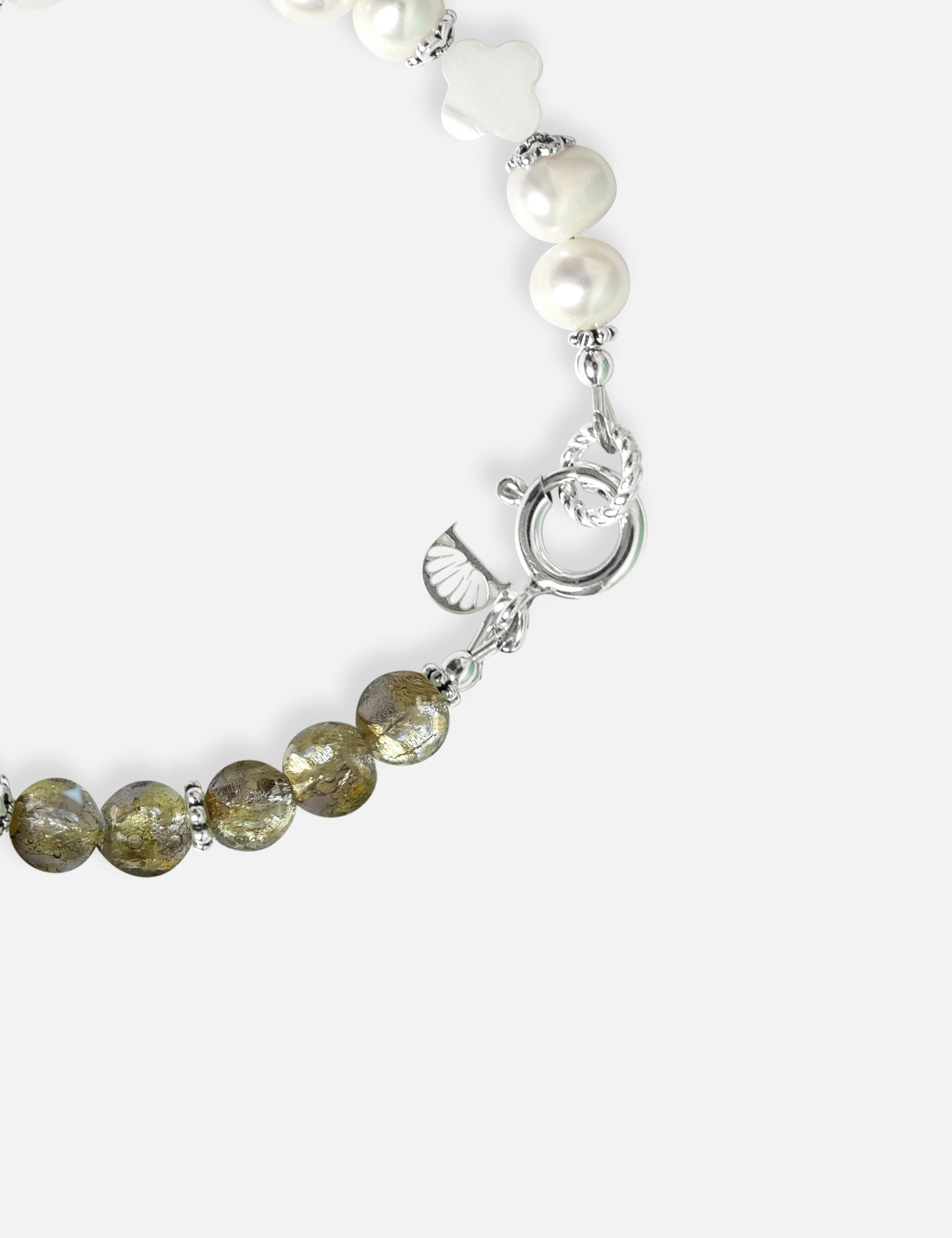 Bracelet perles de culture kaki phosphorescent