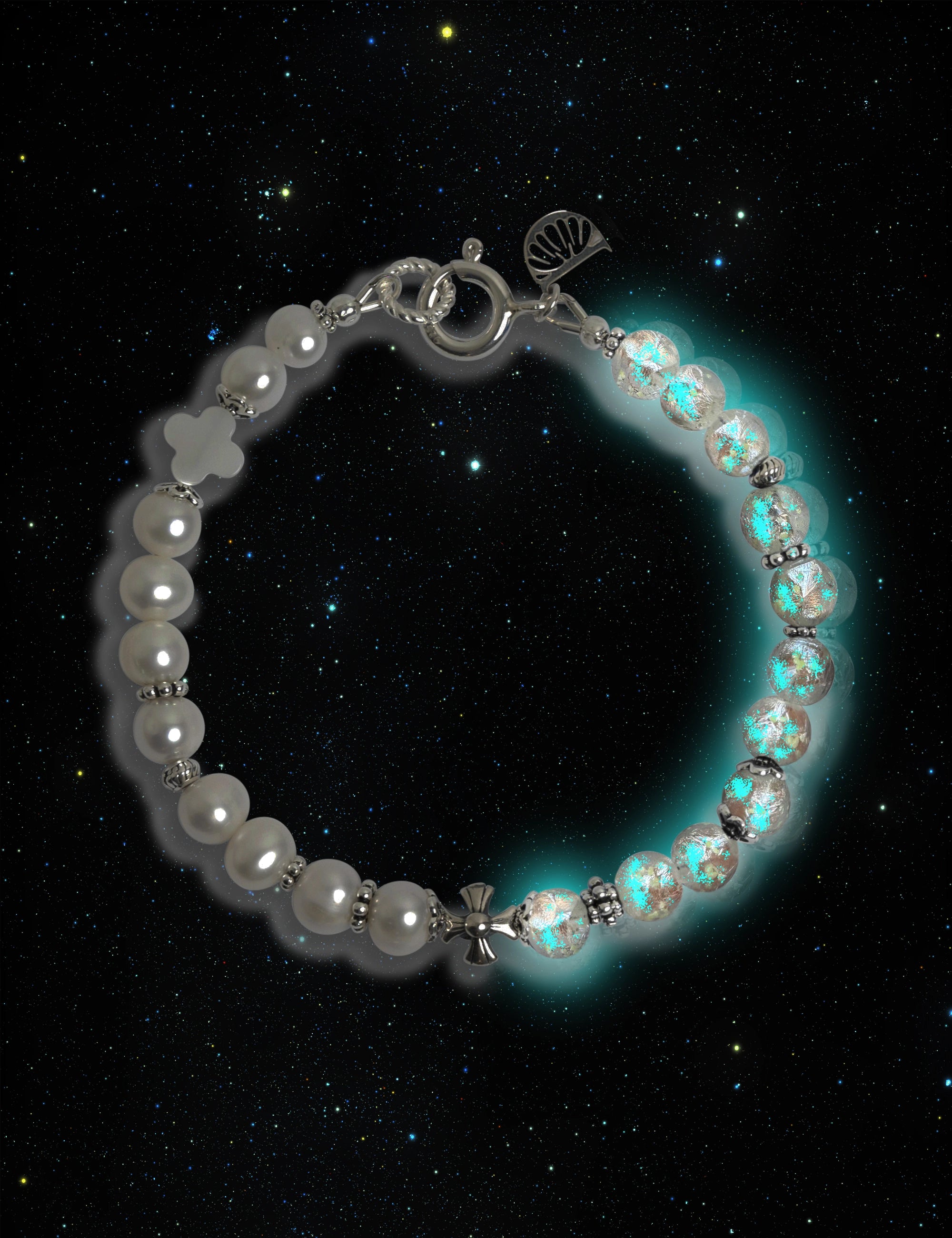 bracelet perles de culture phosphorescent