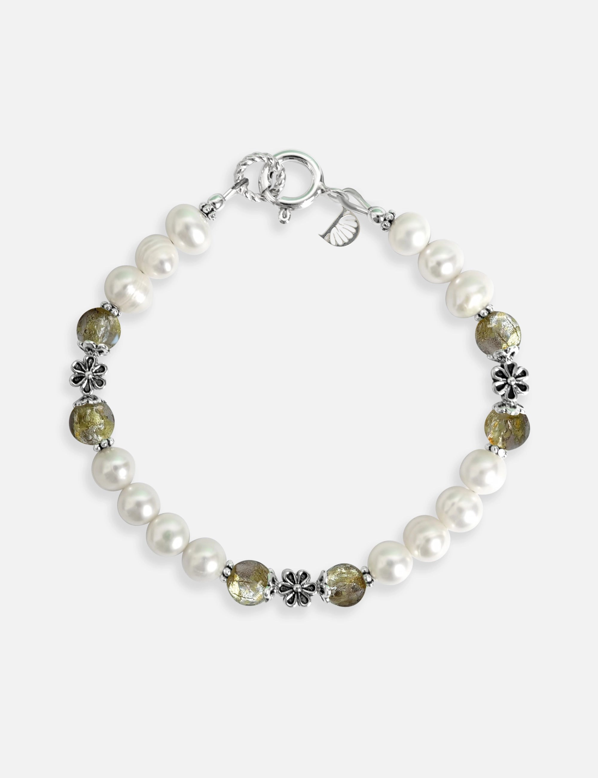 Bracelet perles culture kaki phosphorescent