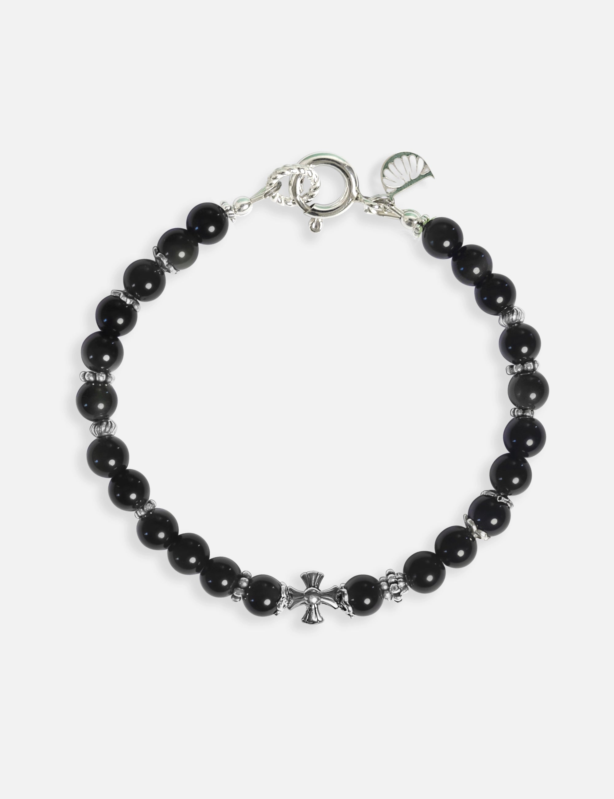 Bracelet perles noires obsidienne