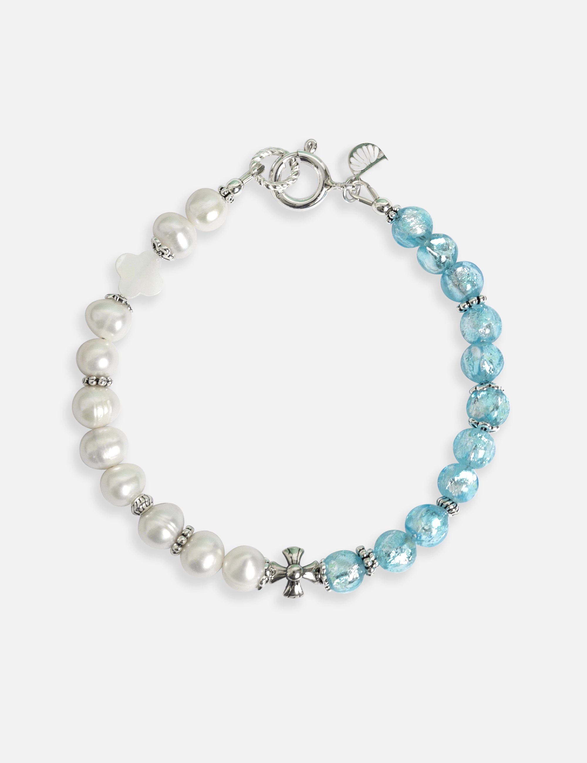 Bracelet perles de culture phosphorescent bleu