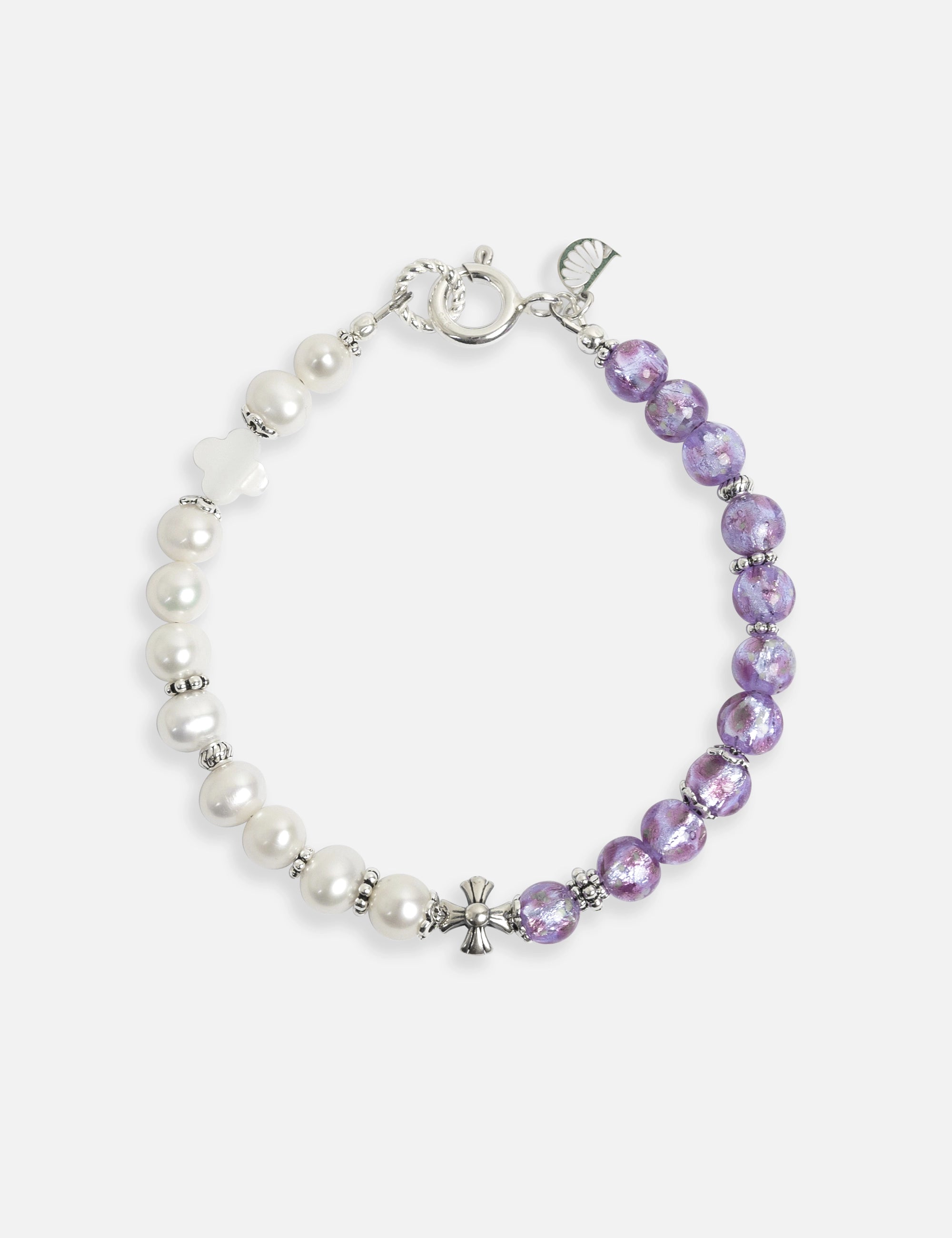 Bracelet perles de culture phosphorescent violet