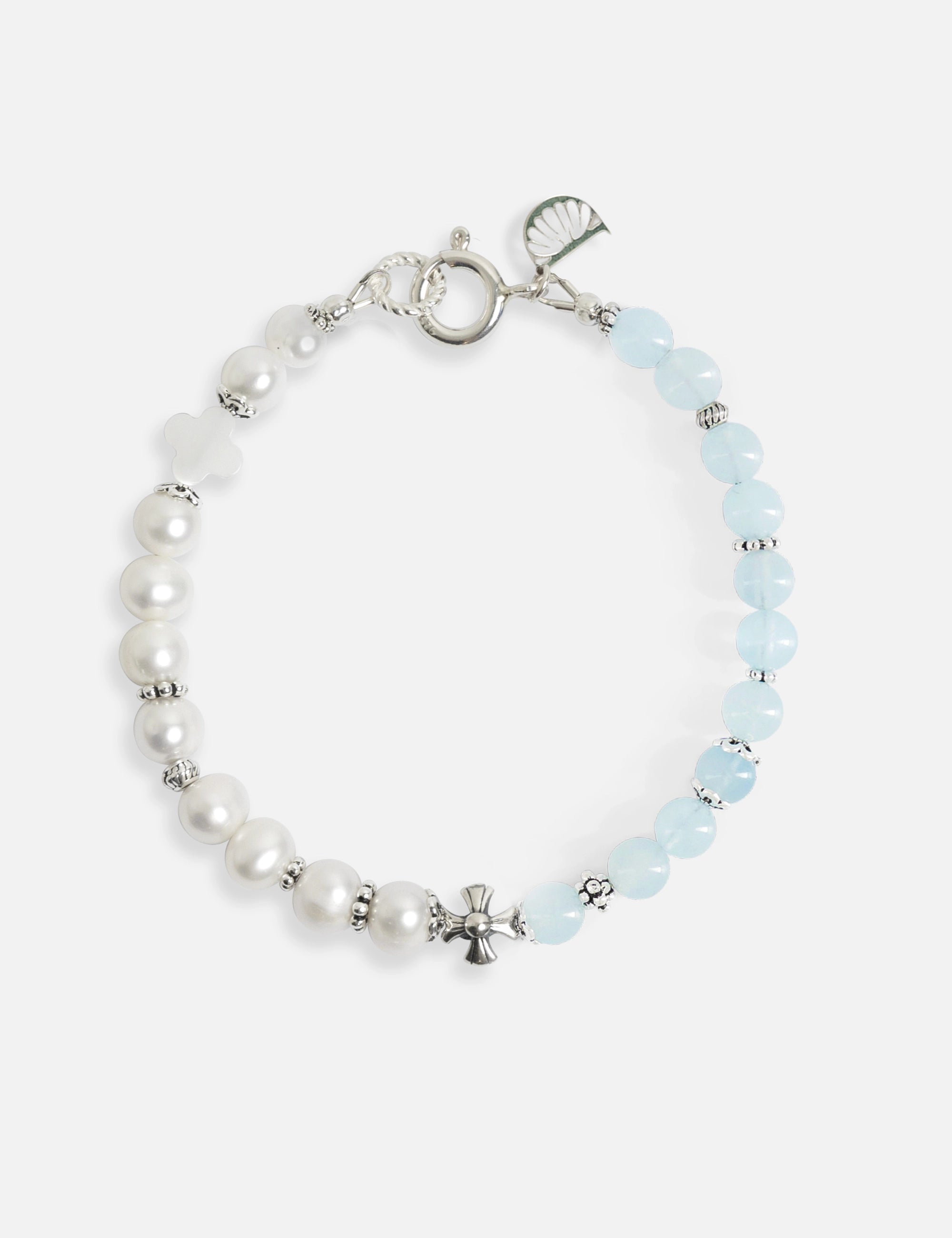 Bracelet perles de culture bleu