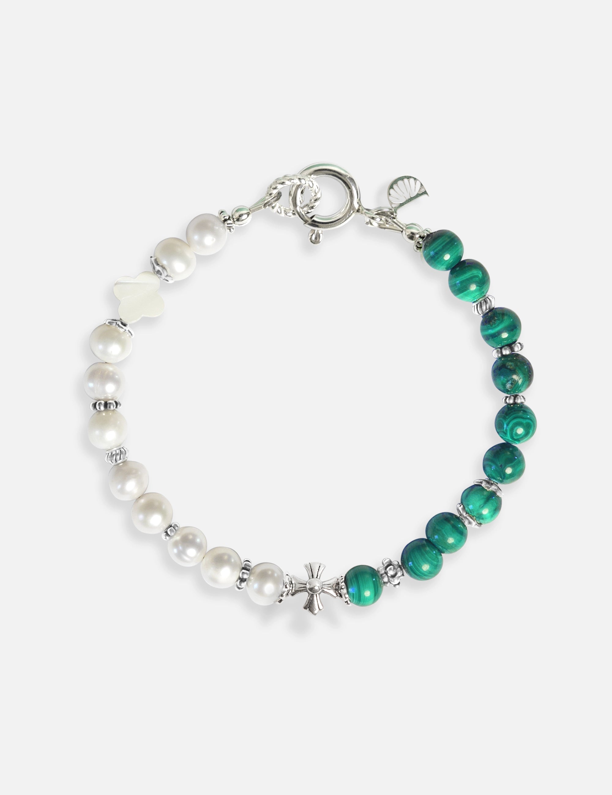 Bracelet perles de culture vert malachite