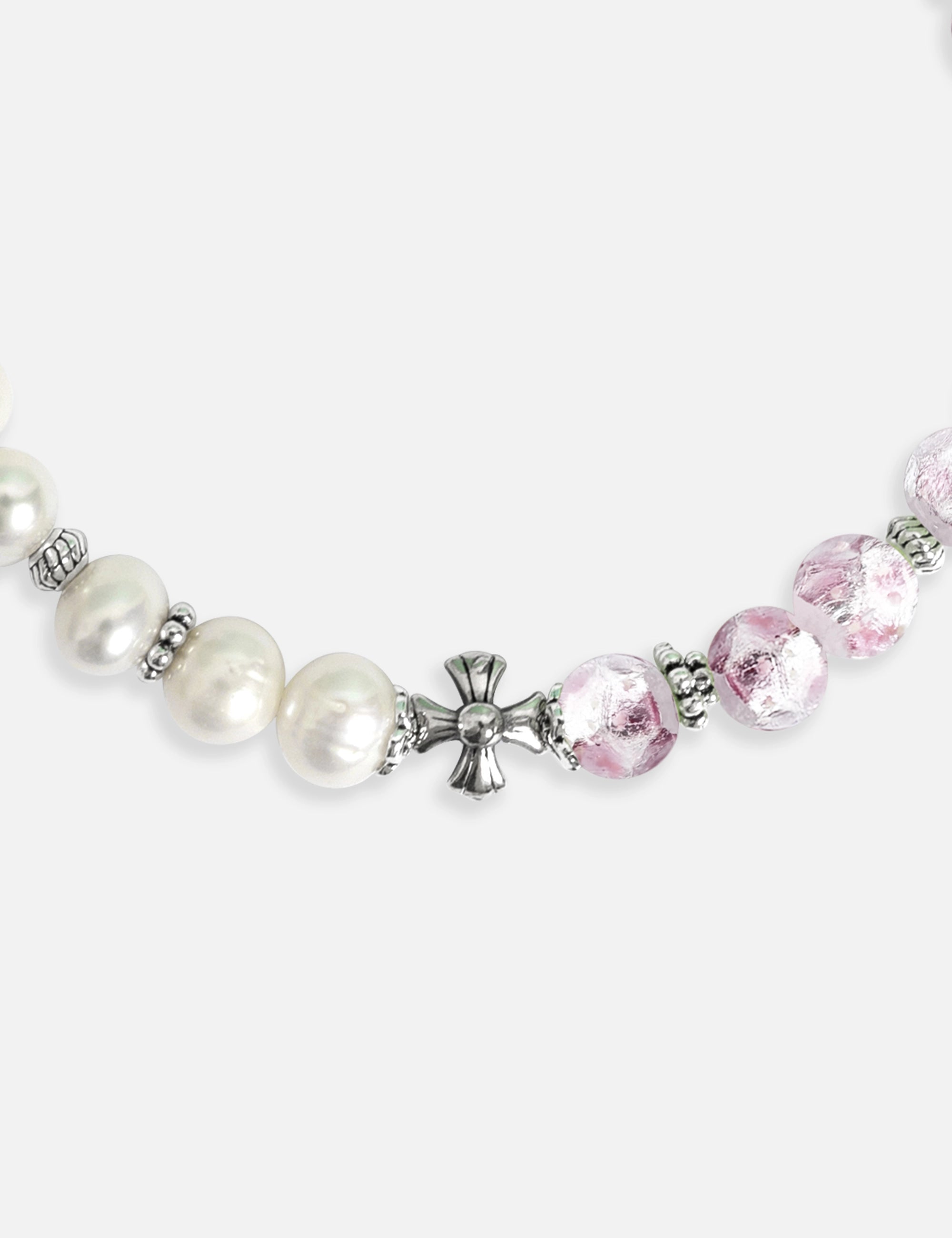 bracelet perles culture phosphorescent argent rose