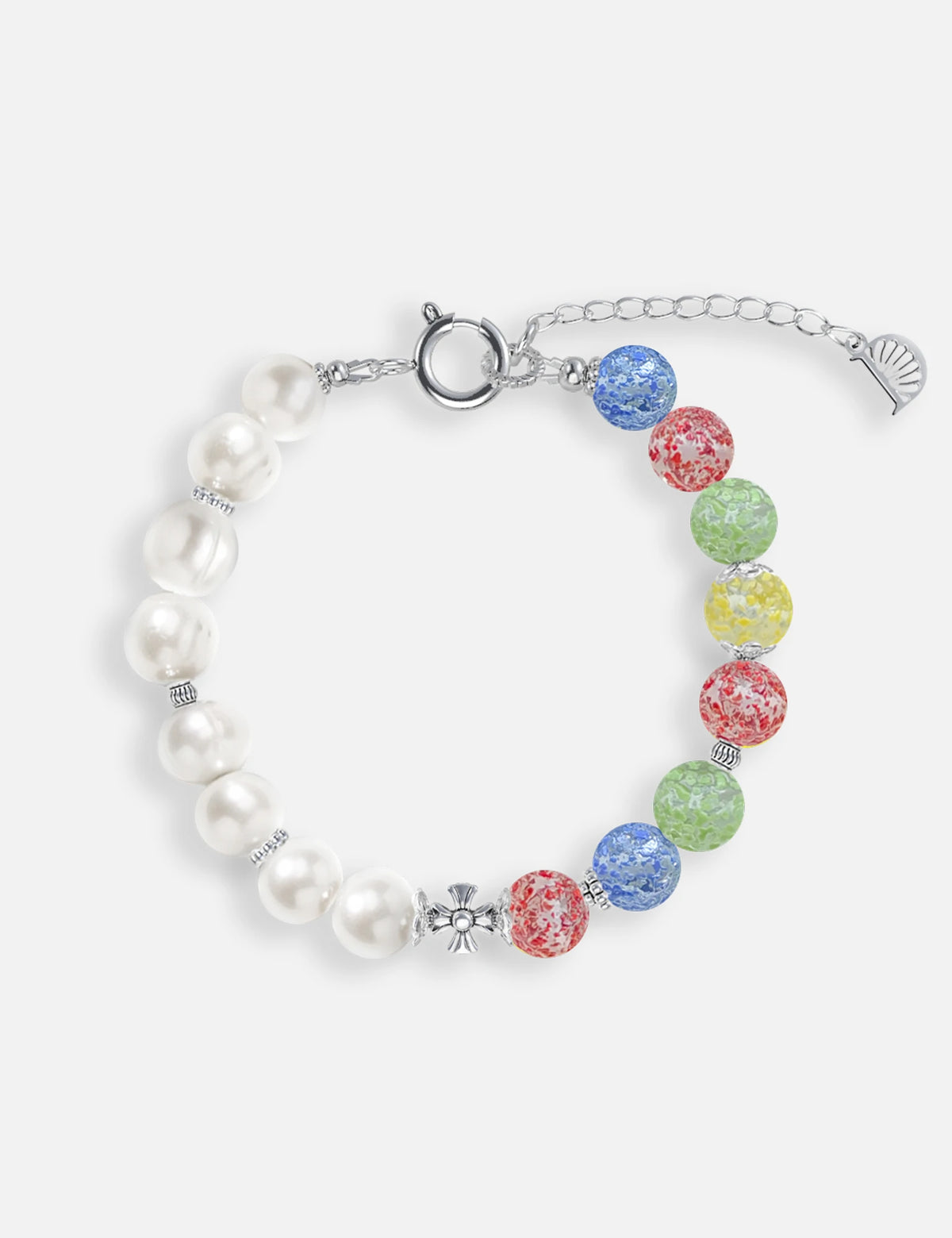 DEWEY bracelet, freshwater pearls and speckled marbles, KIDZ collection